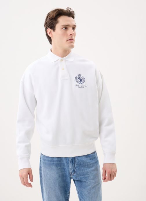 Polo Ralph Lauren Pulls Sweat Relaxed Fit en molleton graphique homme blanc