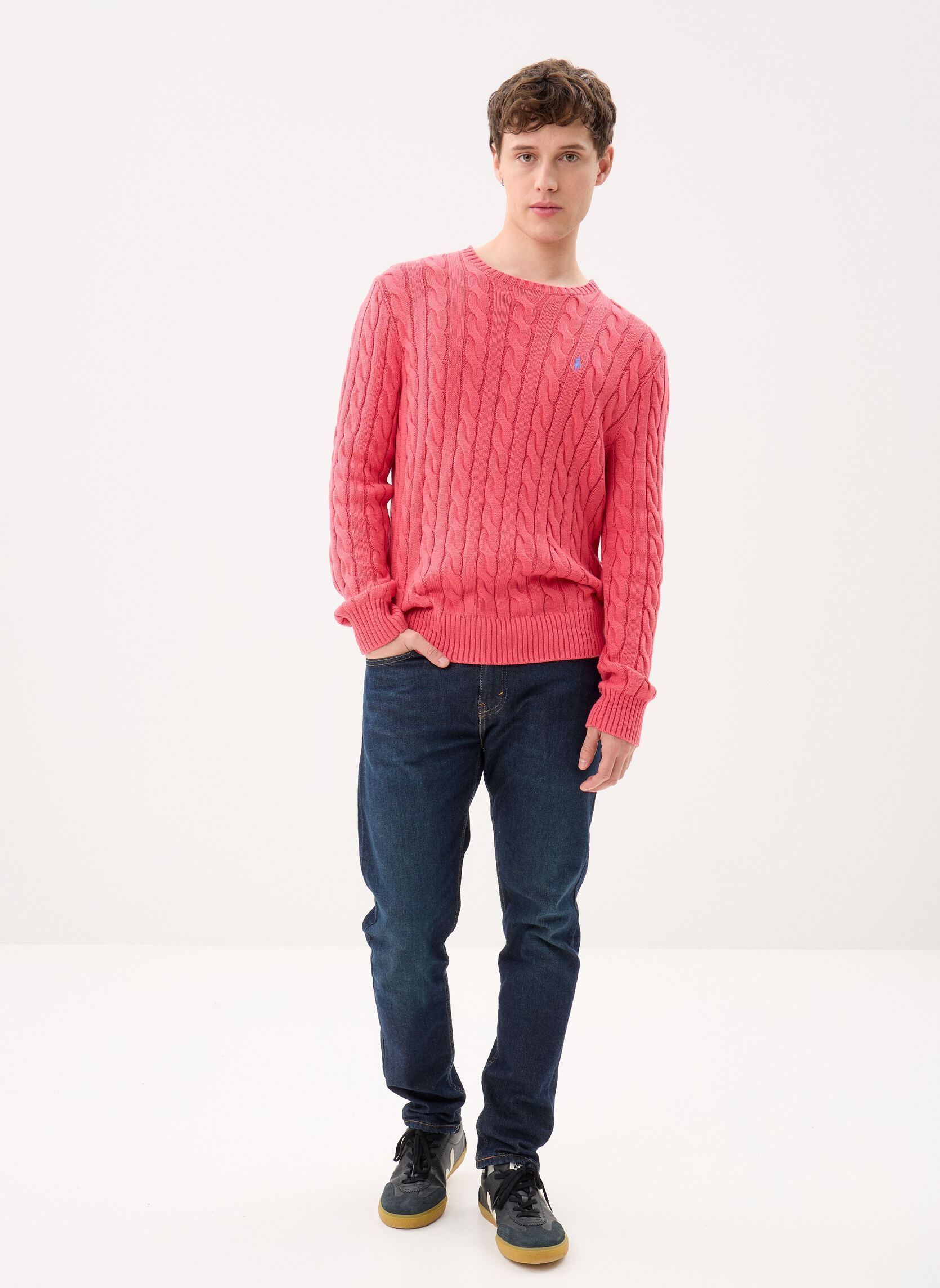 Pulls Pull en coton torsadé homme rouge Polo Ralph Lauren Pulls Pull en coton torsadé homme rouge PALE RED