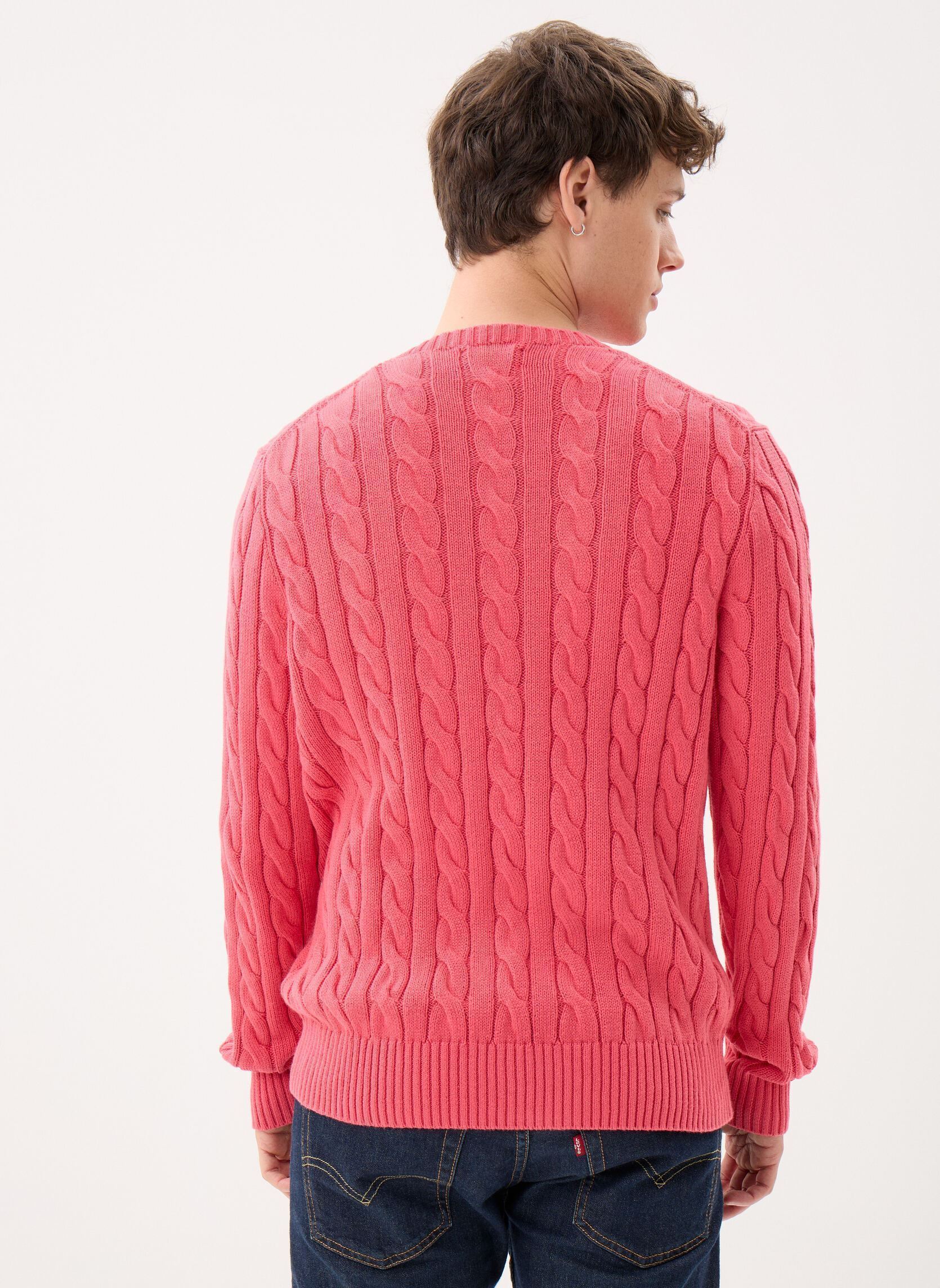 Pulls Pull en coton torsadé homme rouge Polo Ralph Lauren Pulls Pull en coton torsadé homme rouge PALE RED