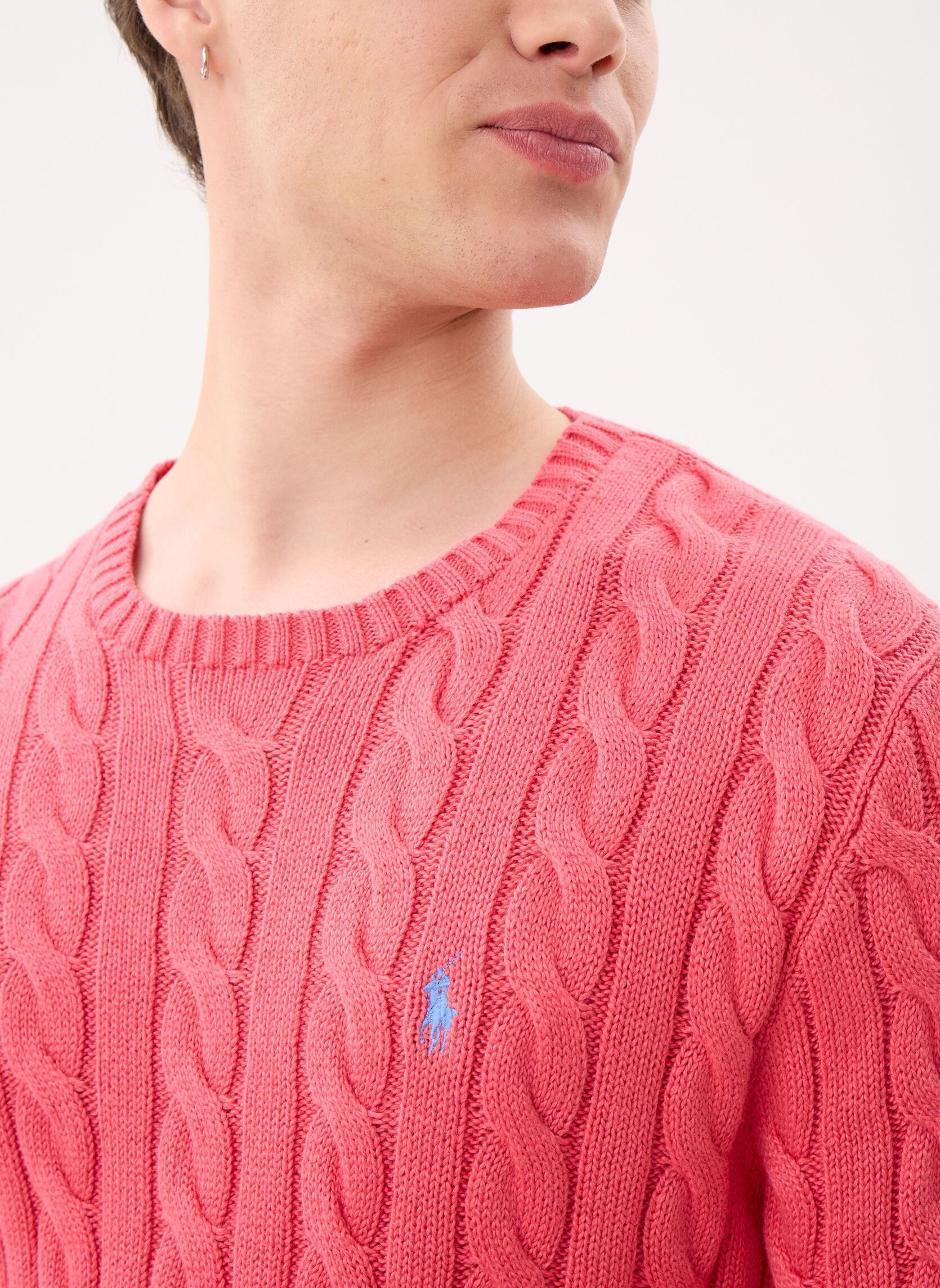 Pulls Pull en coton torsadé homme rouge Polo Ralph Lauren Pulls Pull en coton torsadé homme rouge PALE RED
