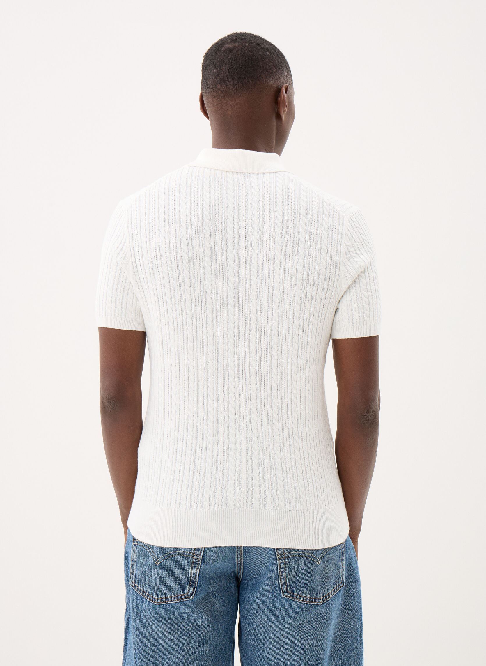Pullover Pull torsadé à col polo en coton herren weiß Polo Ralph Lauren Pullover Pull torsadé à col polo en coton herren weiß DECKWASH WHITE W/ NAVY PP