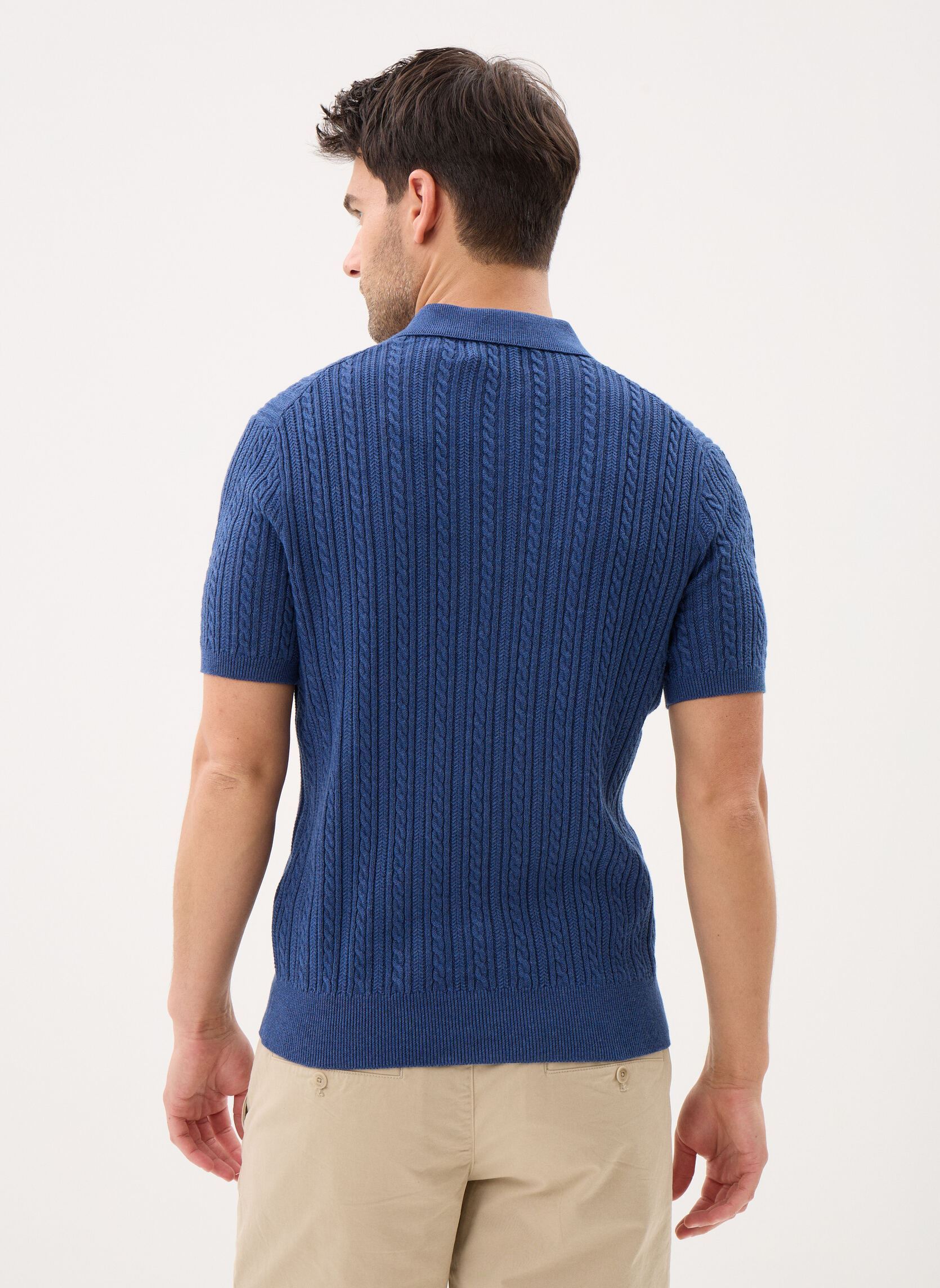 Pullover Pull torsadé à col polo en coton herren blau Polo Ralph Lauren Pullover Pull torsadé à col polo en coton herren blau RUSTIC NAVY HTHR