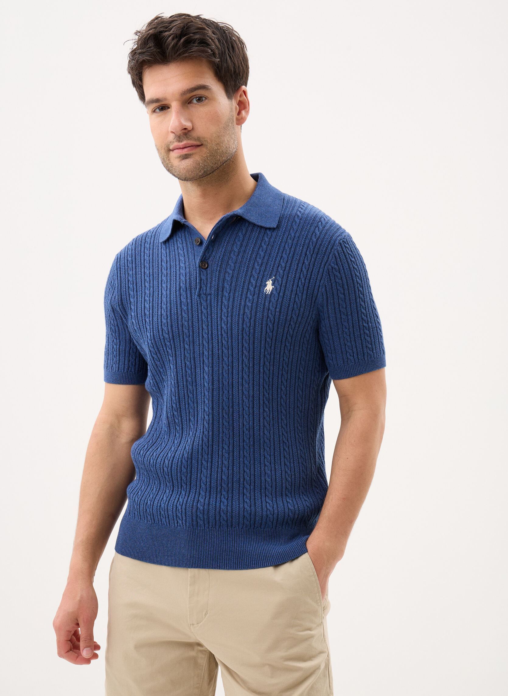 Vêtements Polo Ralph Lauren Pull torsadé à col polo en coton pour - vue 1