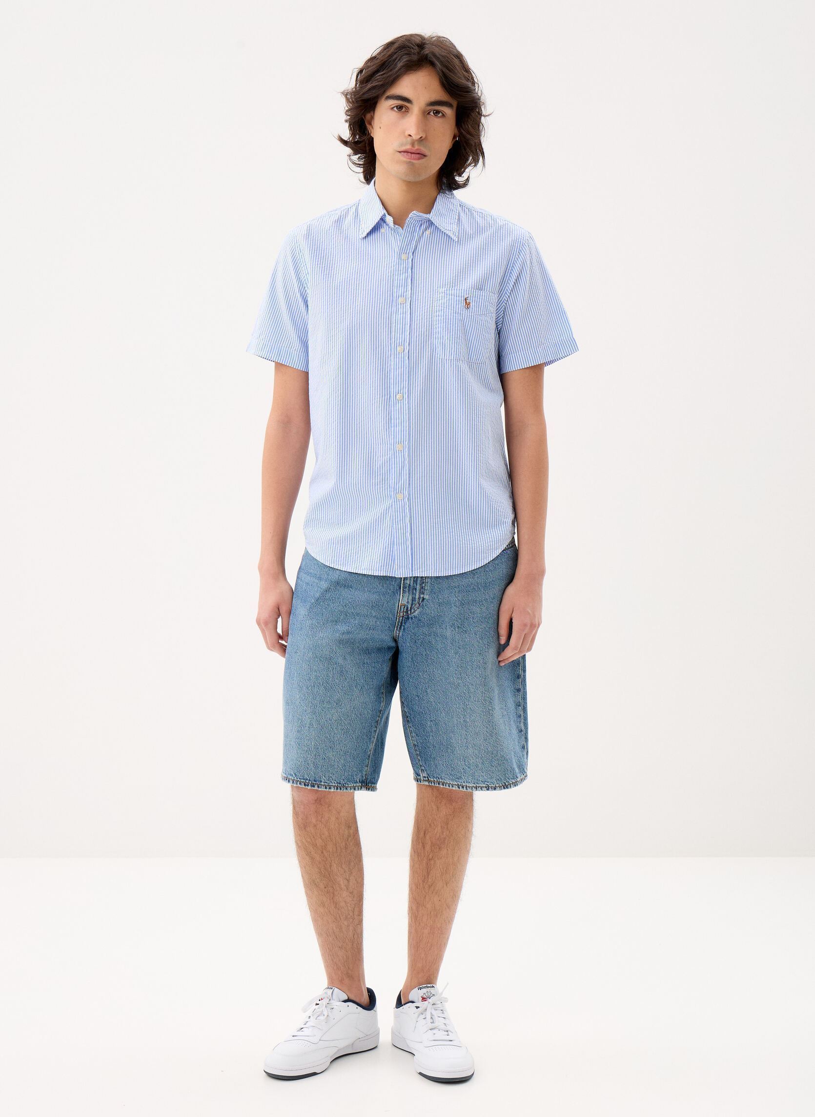Hemden Chemise en seersucker Custom Fit heren blauw Polo Ralph Lauren Hemden Chemise en seersucker Custom Fit heren blauw 7310A BLUE/WHITE
