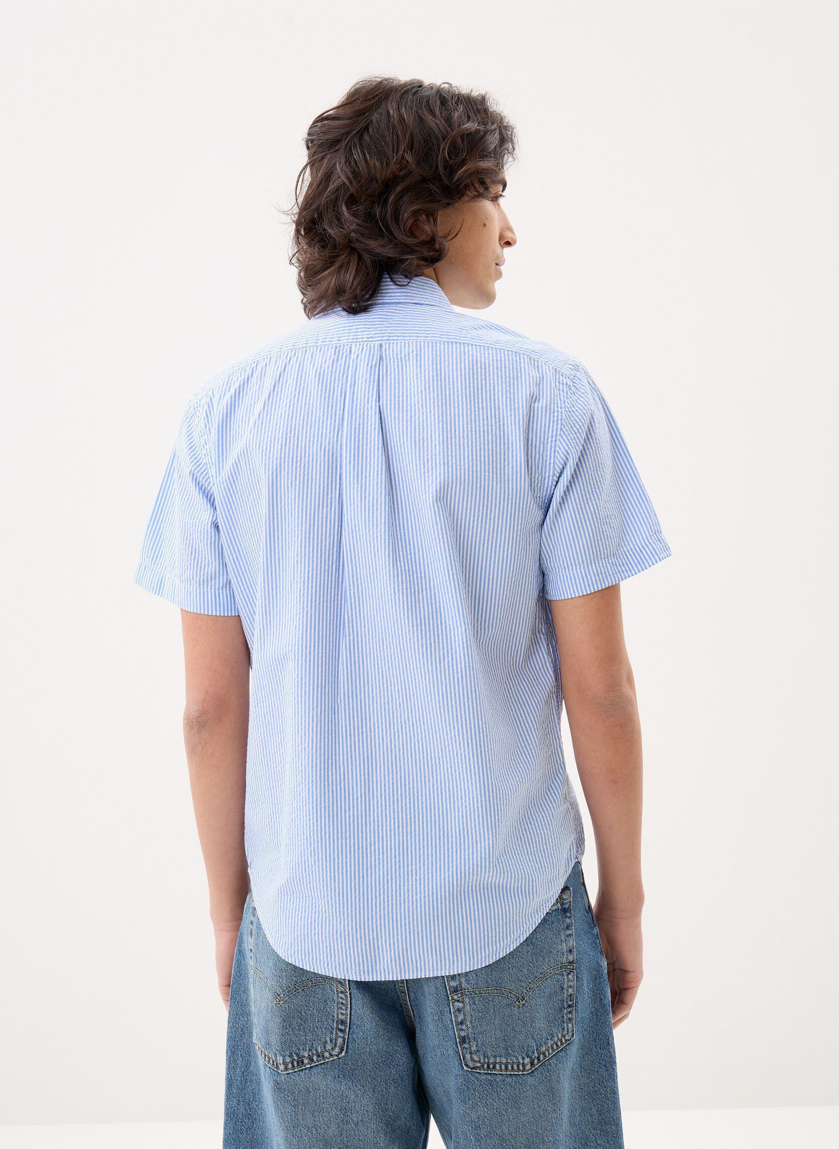 Hemden Chemise en seersucker Custom Fit heren blauw Polo Ralph Lauren Hemden Chemise en seersucker Custom Fit heren blauw 7310A BLUE/WHITE