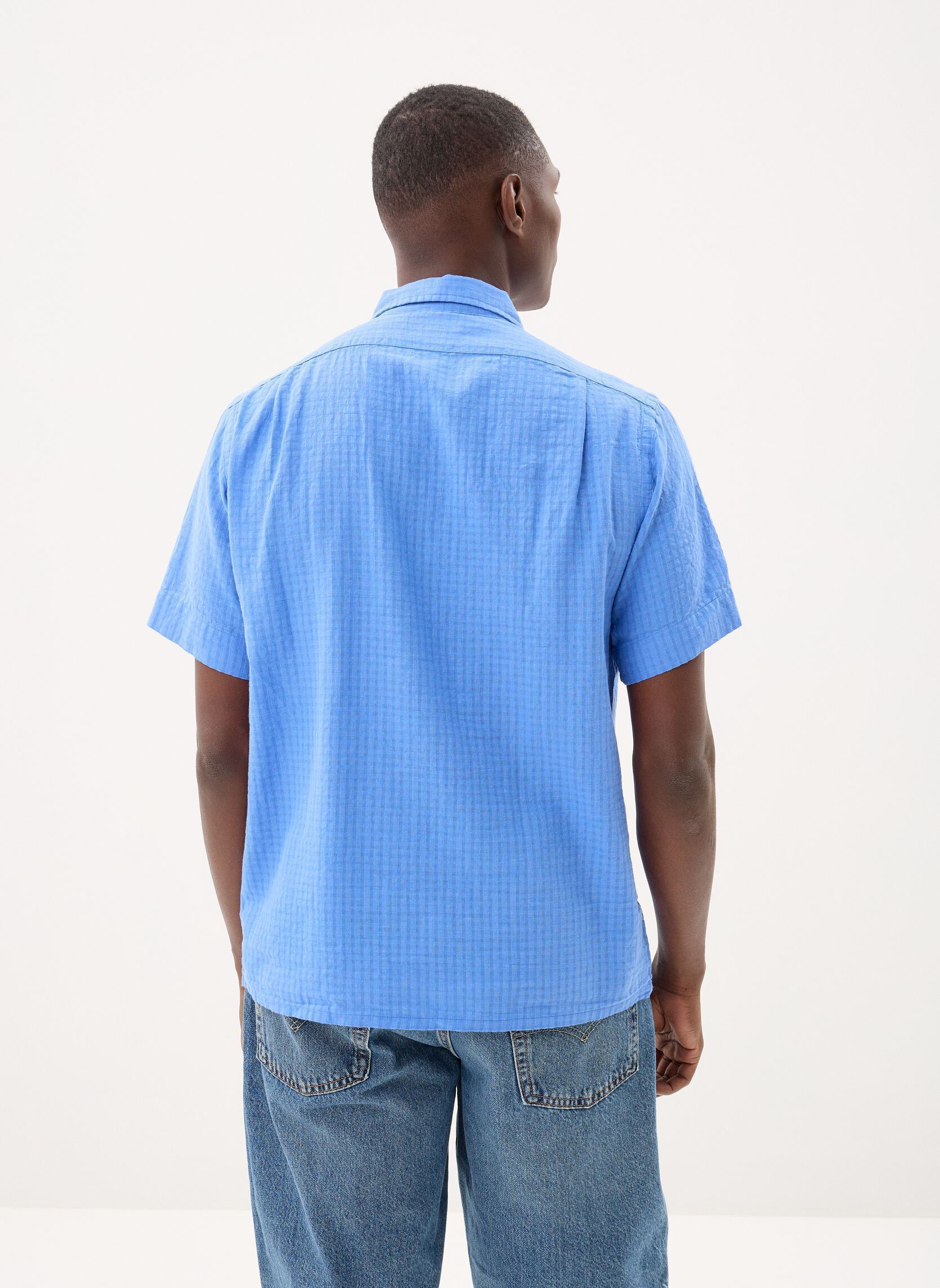 Camicie Chemise seersucker en lin uomo blu Polo Ralph Lauren Camicie Chemise seersucker en lin uomo blu SCOTTSDALE BLUE
