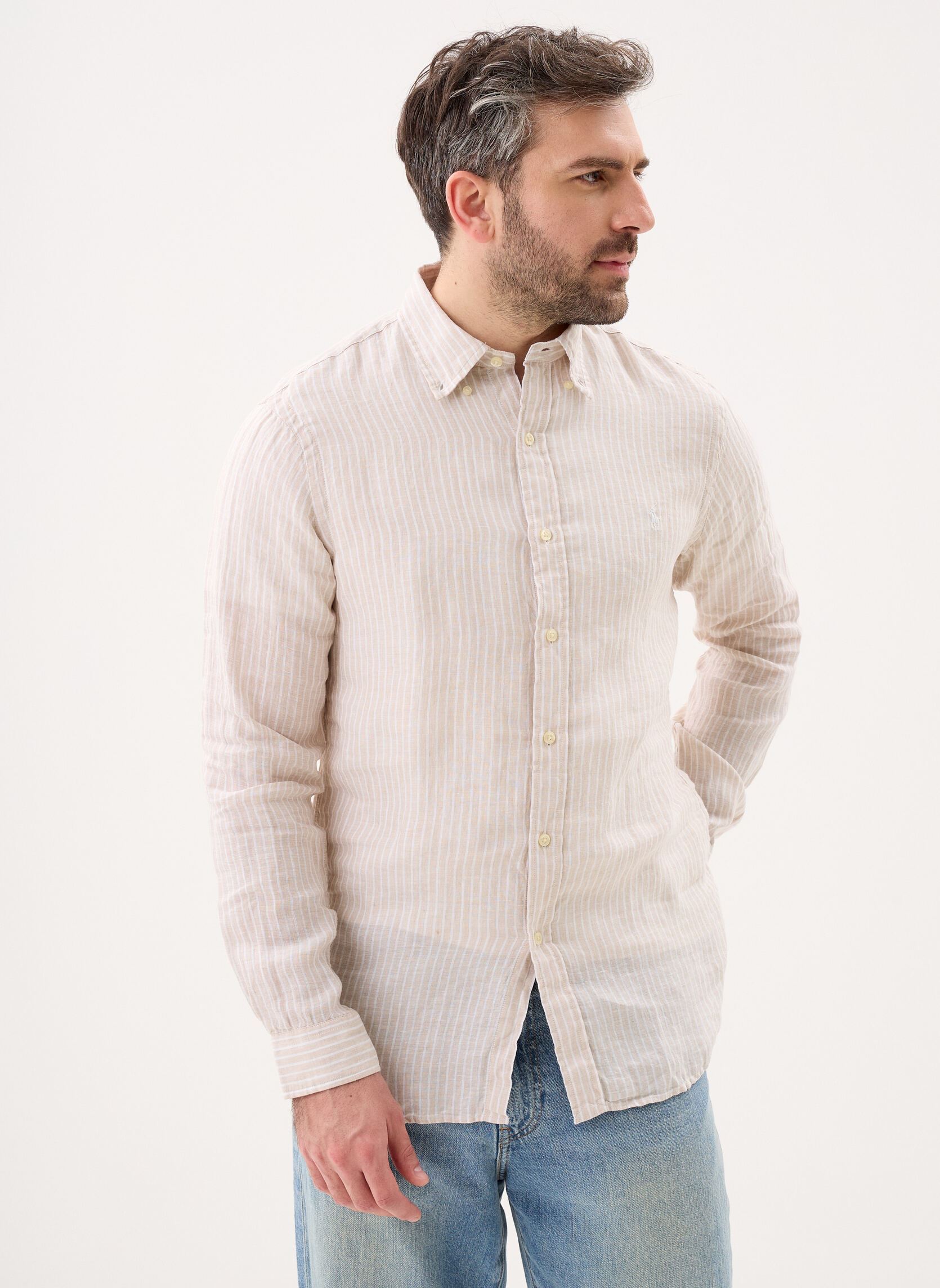 Chemise Polo Ralph Lauren CHEMISE RAYEE COUPE DROITE EN LIN EU - vue 2