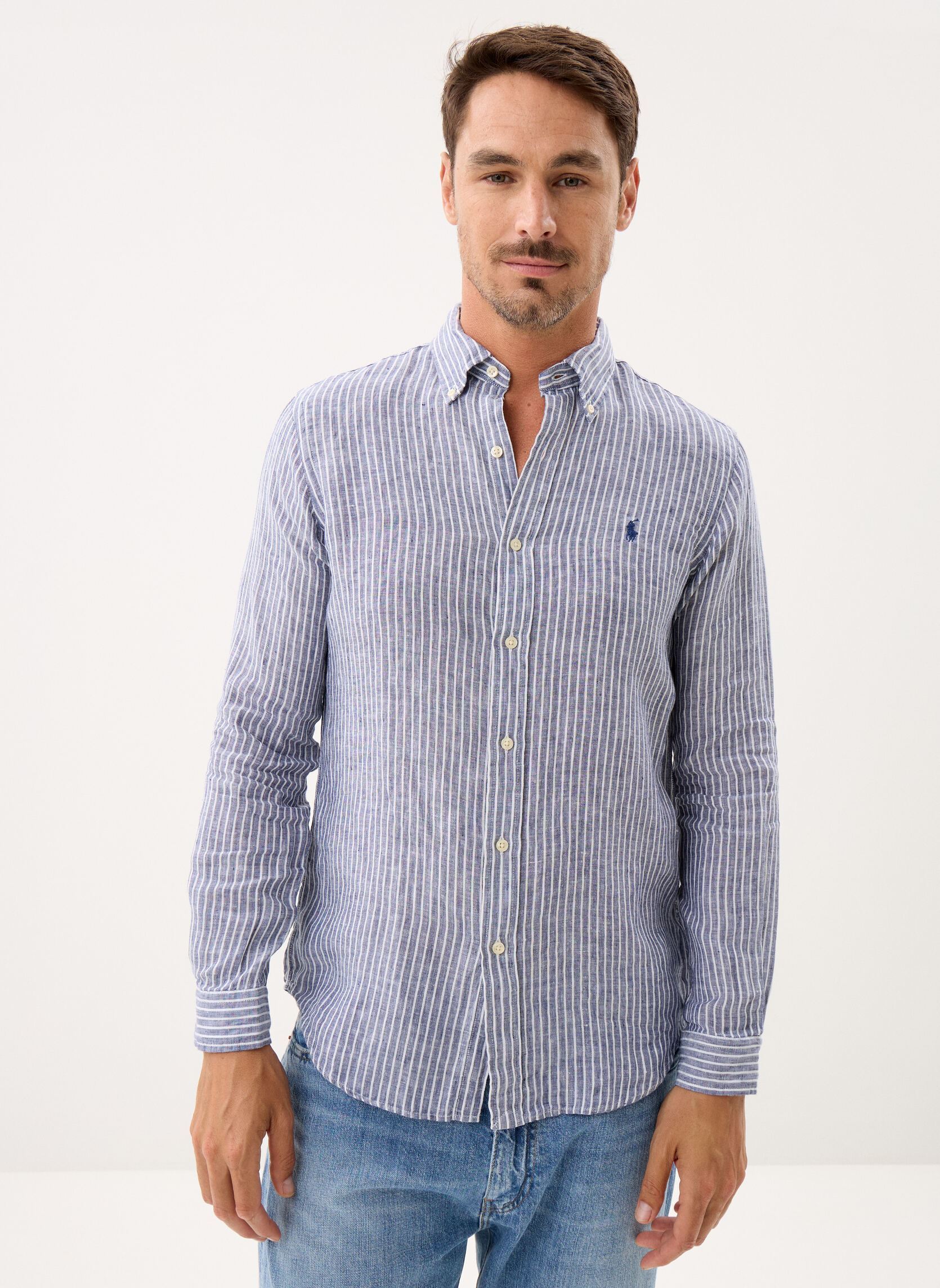 Chemise Polo Ralph Lauren CHEMISE RAYEE COUPE DROITE EN LIN EU - vue 2