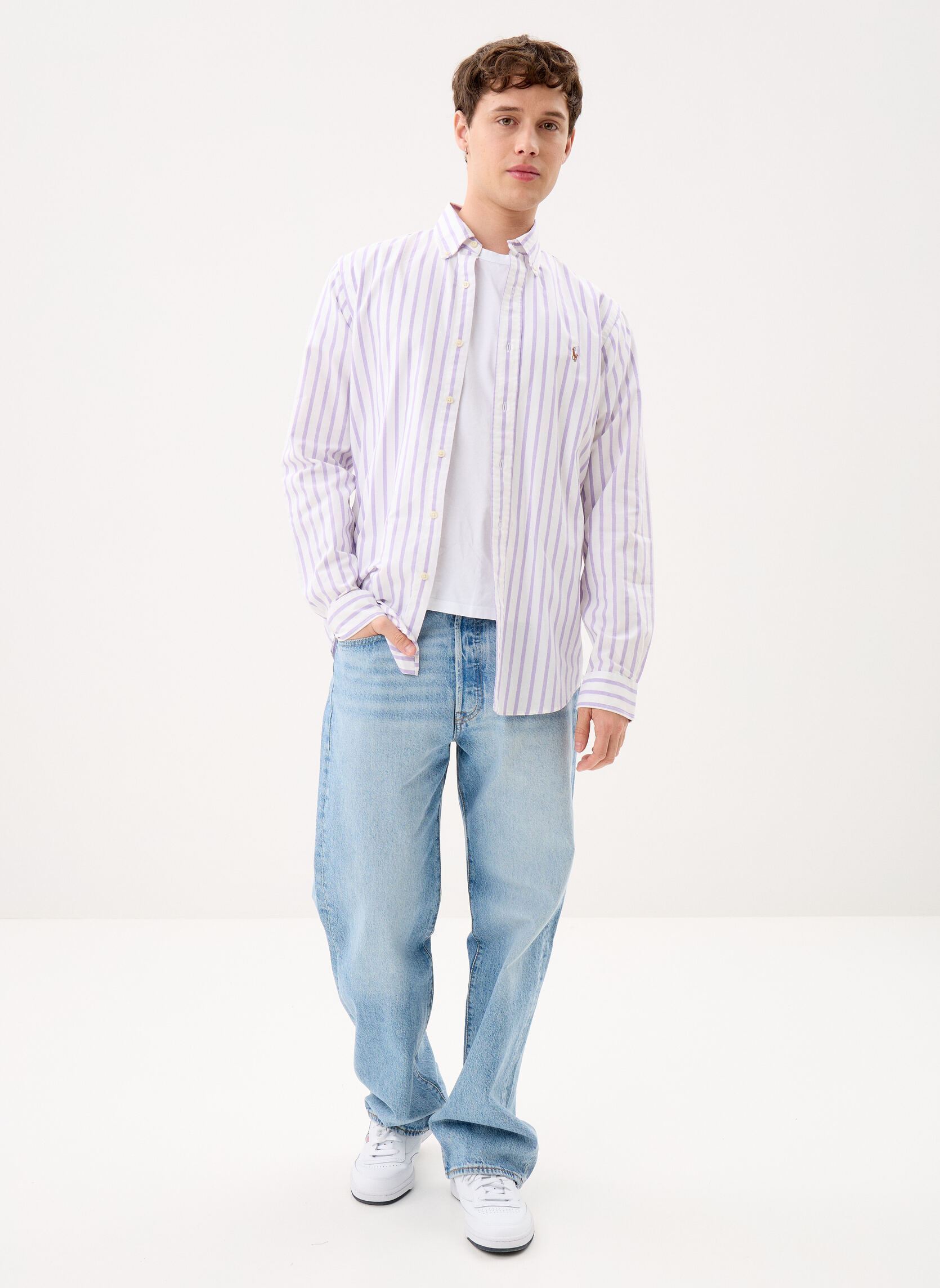 Chemises Chemise Oxford à rayures Custom Fit 710B homme violet Polo Ralph Lauren Chemises Chemise Oxford à rayures Custom Fit 710B homme violet 5149E THISTLE WHITE