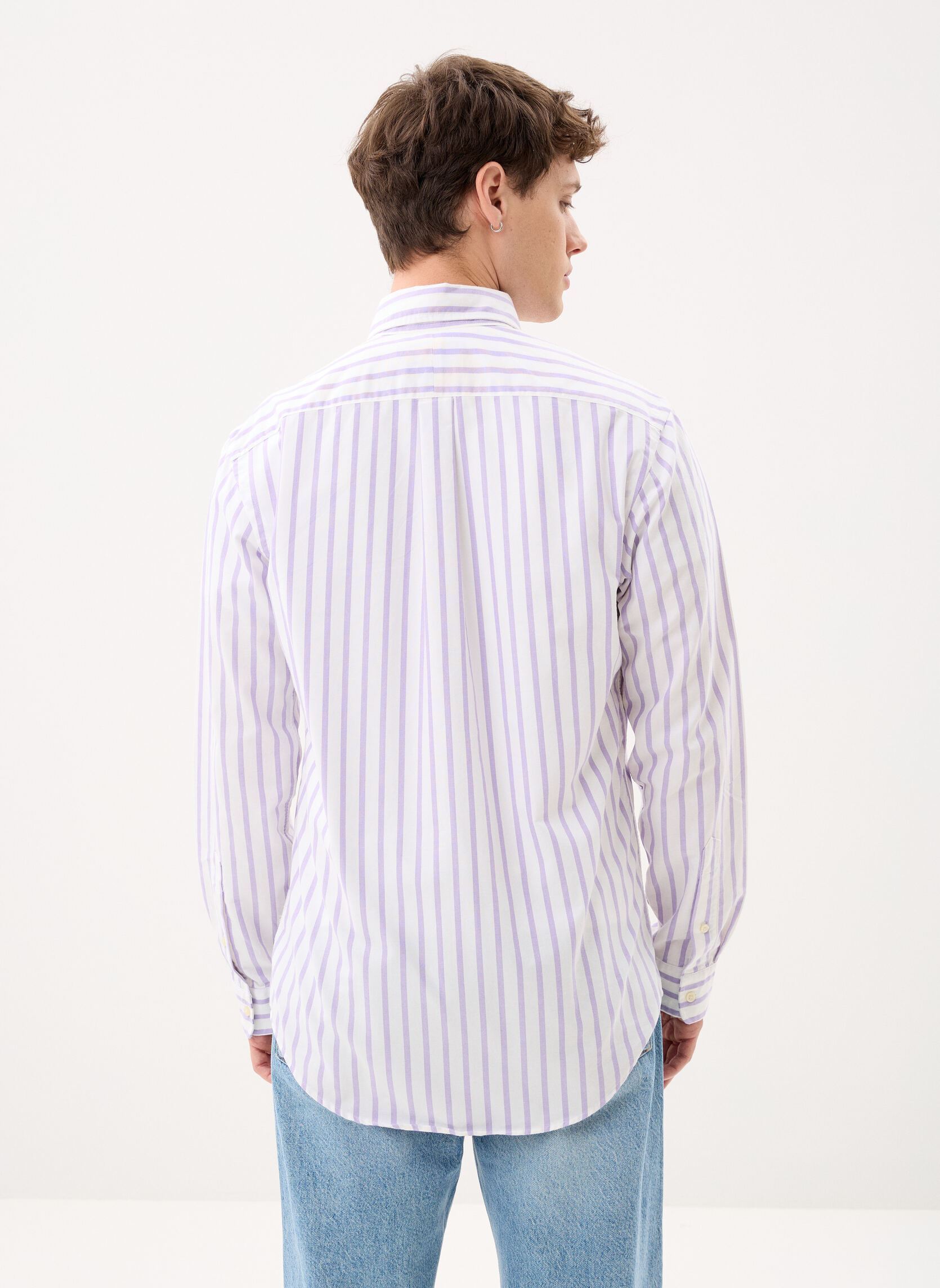 Chemises Chemise Oxford à rayures Custom Fit 710B homme violet Polo Ralph Lauren Chemises Chemise Oxford à rayures Custom Fit 710B homme violet 5149E THISTLE WHITE