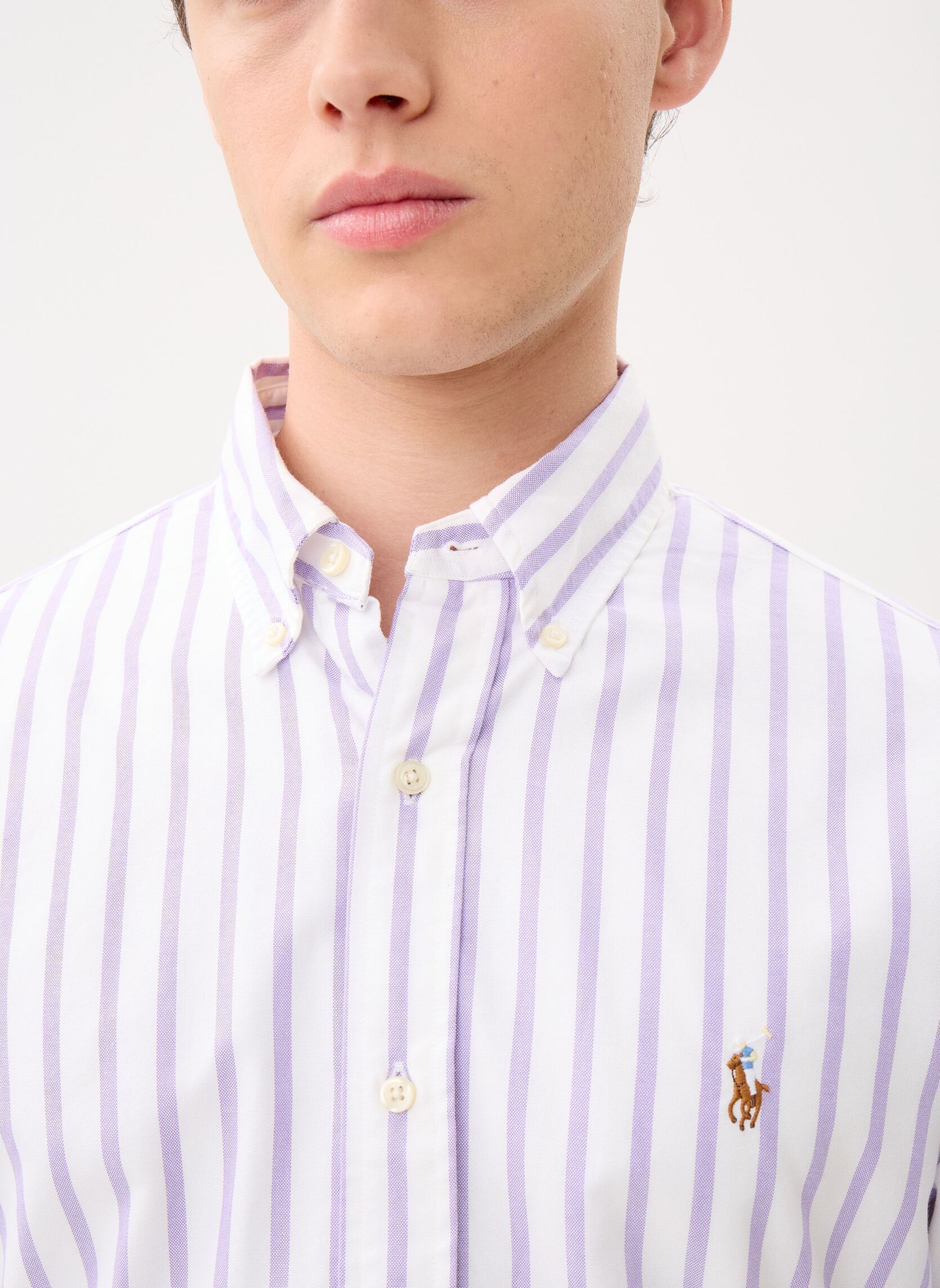 Chemises Chemise Oxford à rayures Custom Fit 710B homme violet Polo Ralph Lauren Chemises Chemise Oxford à rayures Custom Fit 710B homme violet 5149E THISTLE WHITE