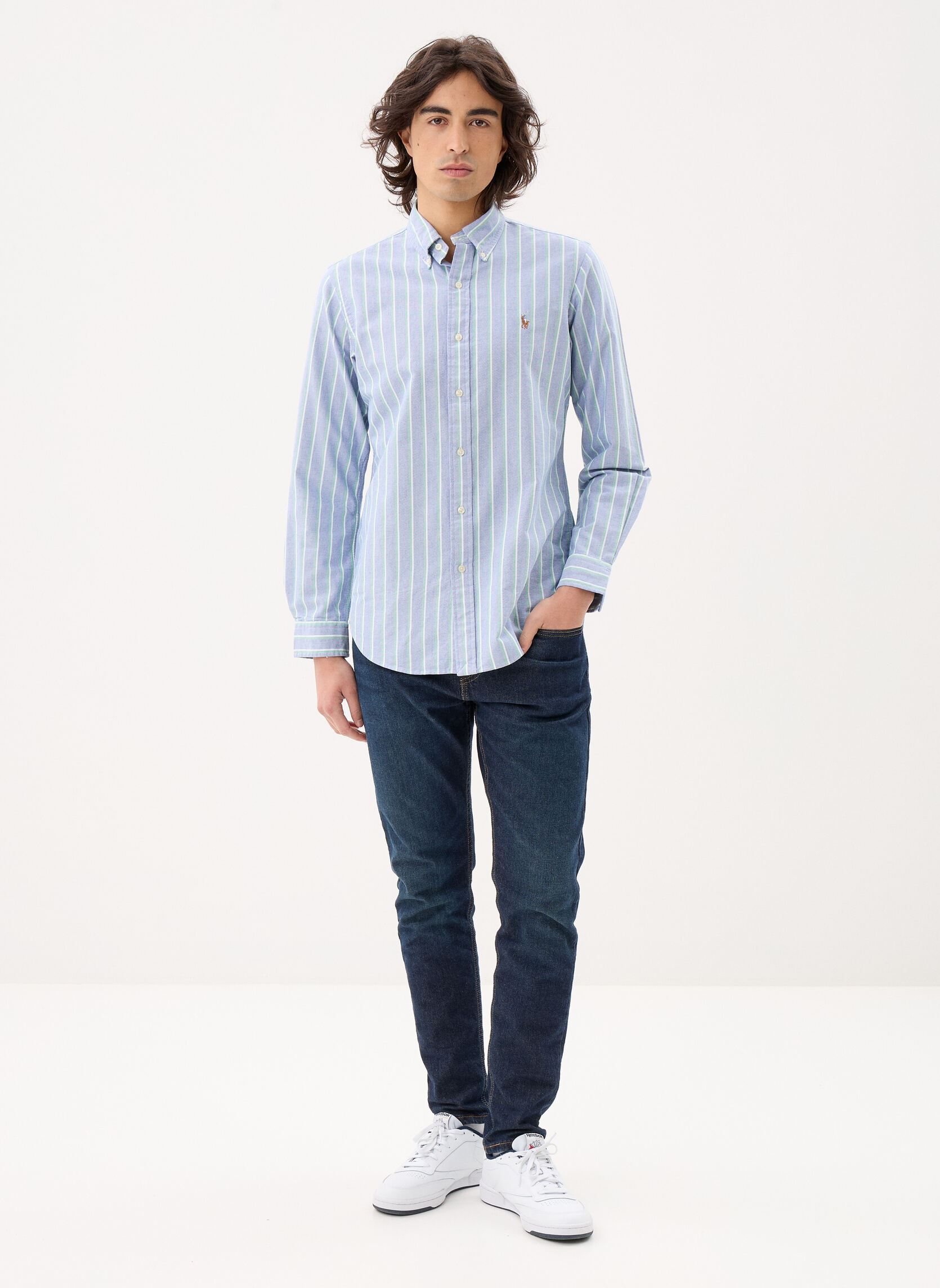 Chemises Chemise Oxford à rayures Custom Fit 710B homme bleu Polo Ralph Lauren Chemises Chemise Oxford à rayures Custom Fit 710B homme bleu 259D NAVY GREEN MULTI