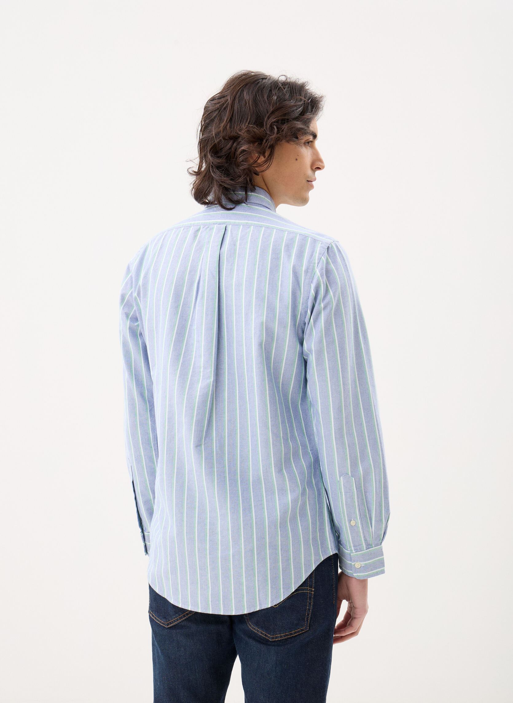 Chemises Chemise Oxford à rayures Custom Fit 710B homme bleu Polo Ralph Lauren Chemises Chemise Oxford à rayures Custom Fit 710B homme bleu 259D NAVY GREEN MULTI