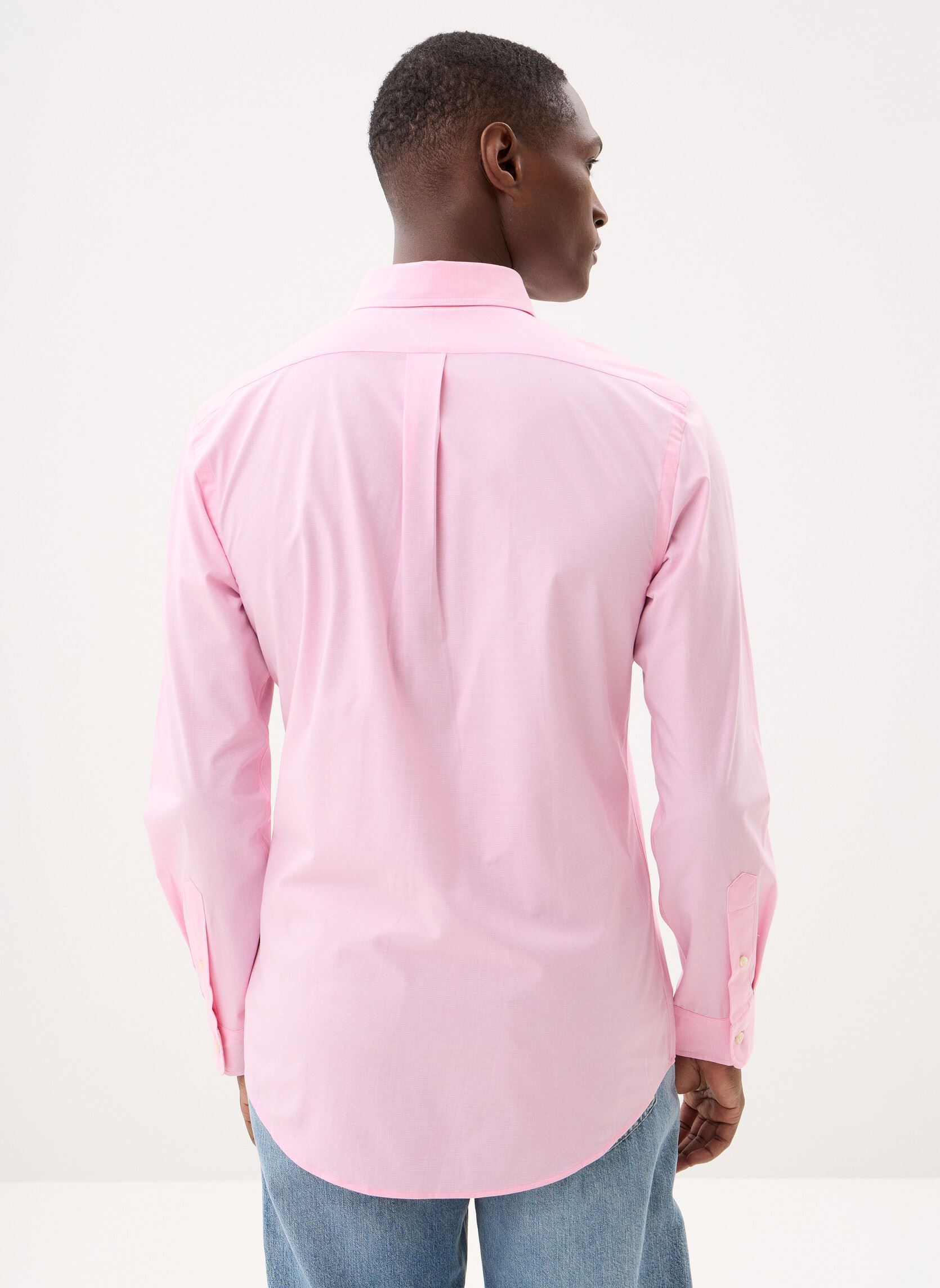 Hemden Chemise Custom Fit en popeline stretch heren roze Polo Ralph Lauren Hemden Chemise Custom Fit en popeline stretch heren roze 7244B BELAIRE PINK WHITE
