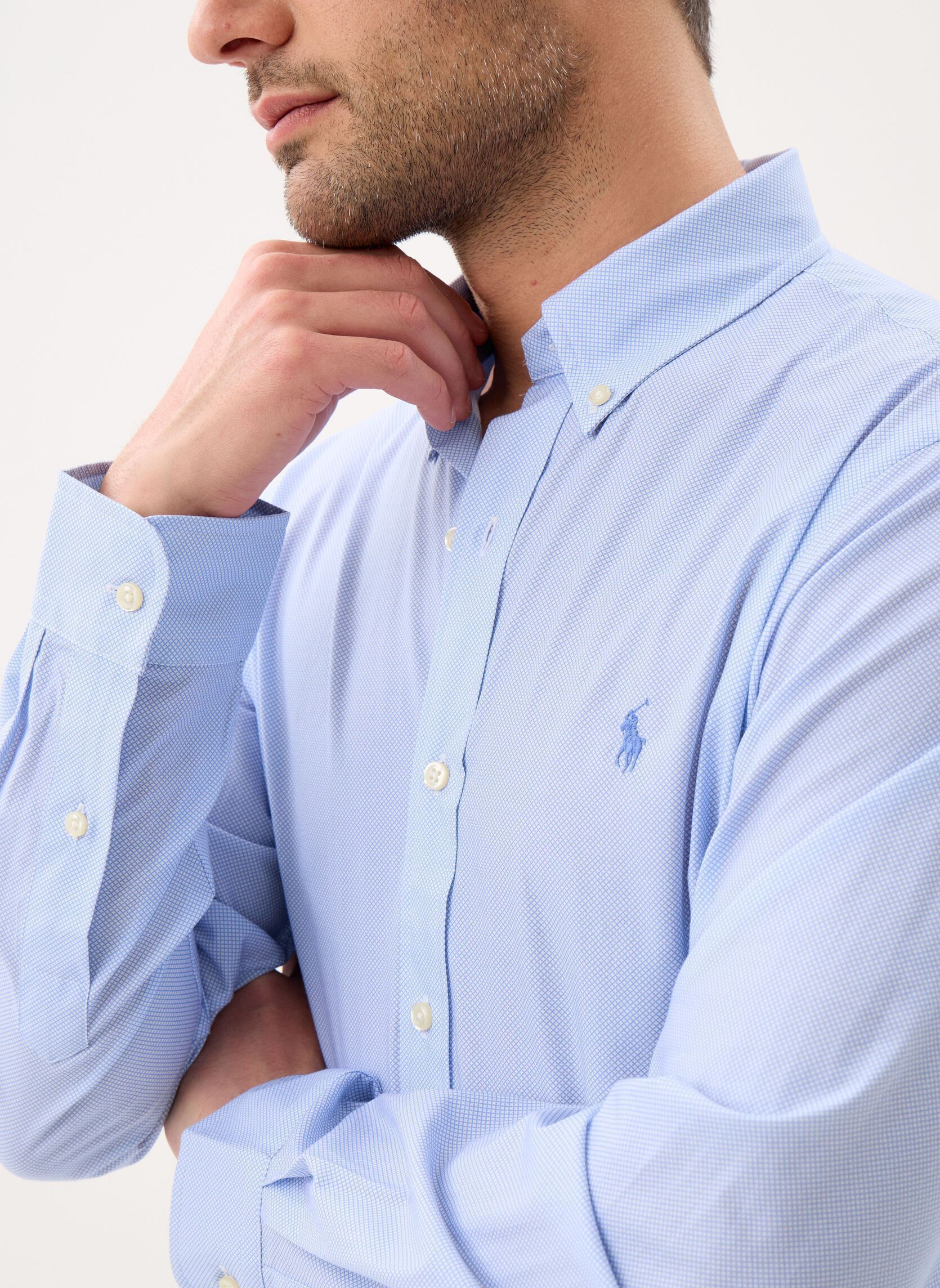 Hemden Chemise Custom Fit en popeline stretch herren blau Polo Ralph Lauren Hemden Chemise Custom Fit en popeline stretch herren blau 7227A DRESS BLUE TRCRY GRID