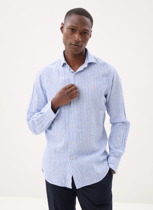 Polo Ralph Lauren Hemden Chemise à rayures en lin et coton herren blau
