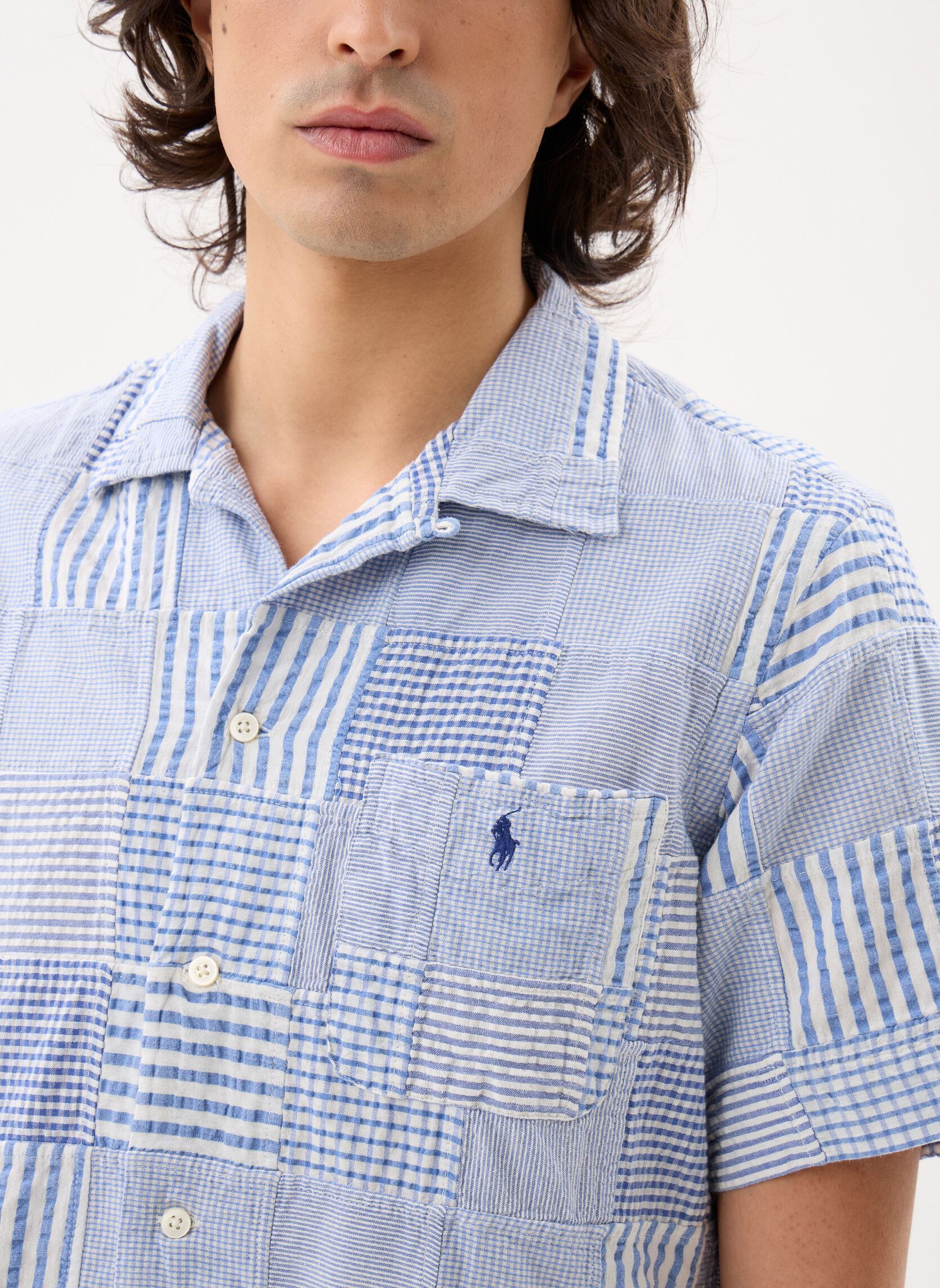 Chemises Chemise en coton à motifs homme bleu Polo Ralph Lauren Chemises Chemise en coton à motifs homme bleu 7149 PATCHWORK BLUES