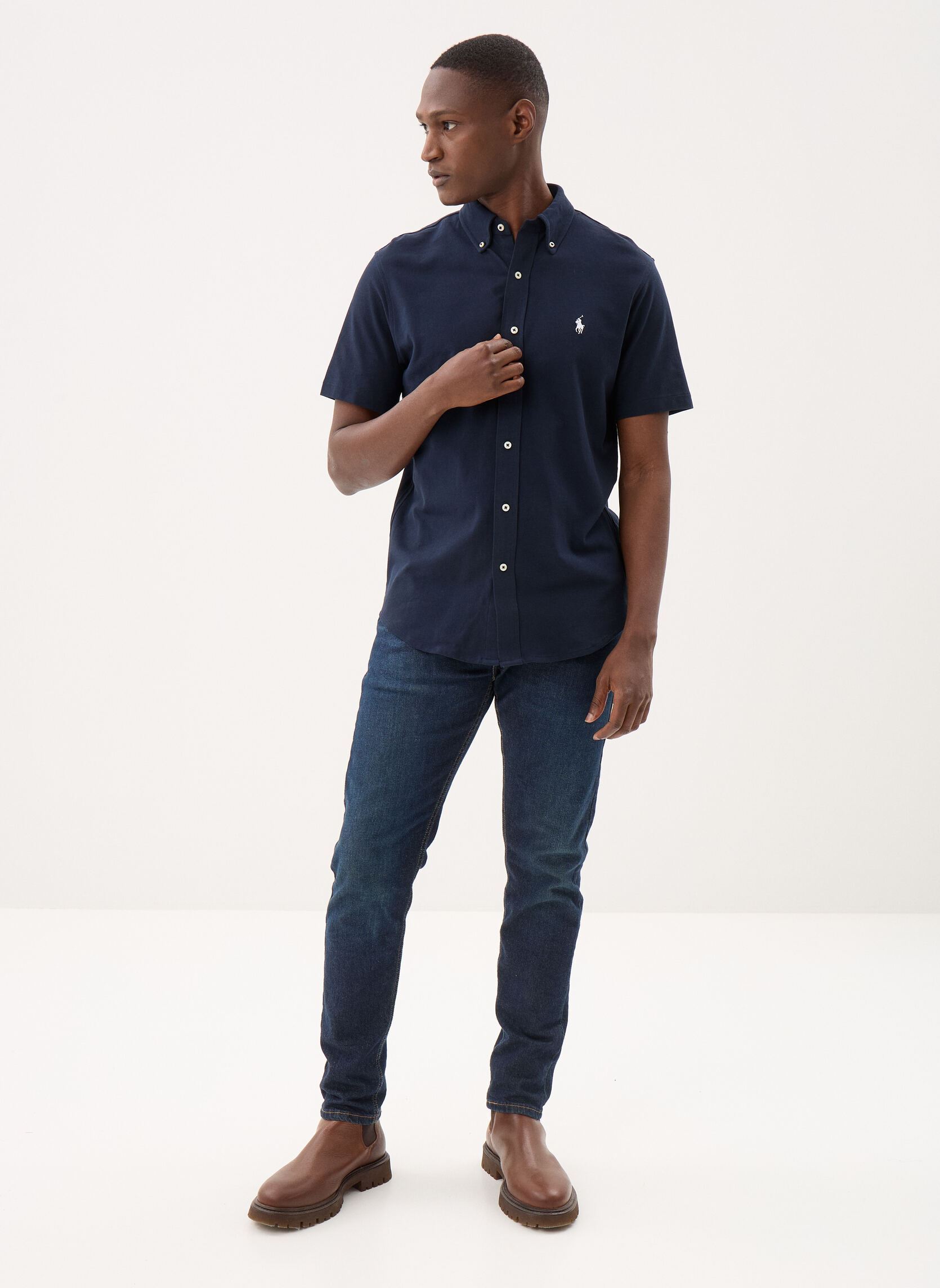 Chemises Chemise ultra-légère en coton piqué 7107 homme bleu Polo Ralph Lauren Chemises Chemise ultra-légère en coton piqué 7107 homme bleu AVIATOR NAVY