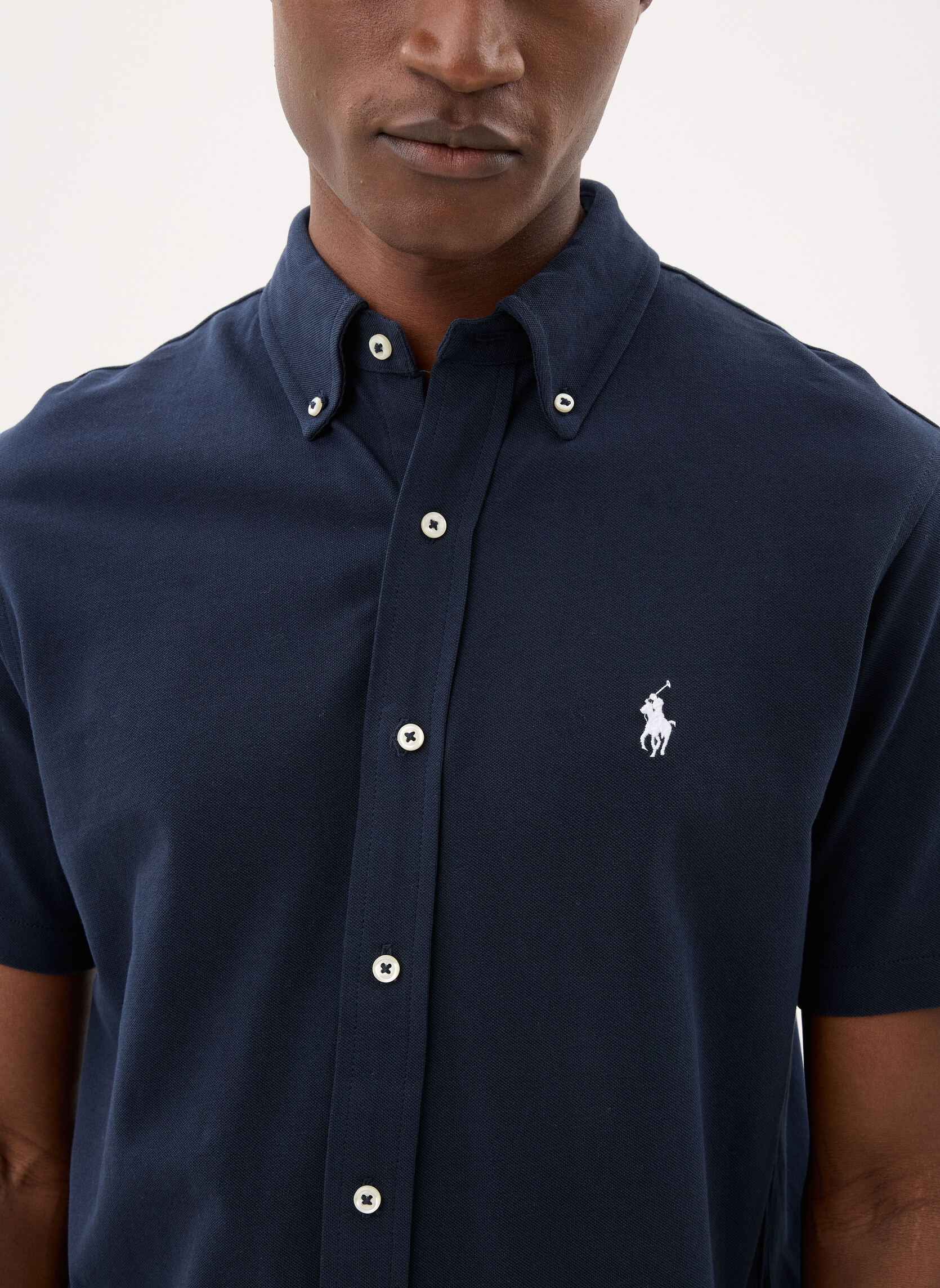 Chemises Chemise ultra-légère en coton piqué 7107 homme bleu Polo Ralph Lauren Chemises Chemise ultra-légère en coton piqué 7107 homme bleu AVIATOR NAVY
