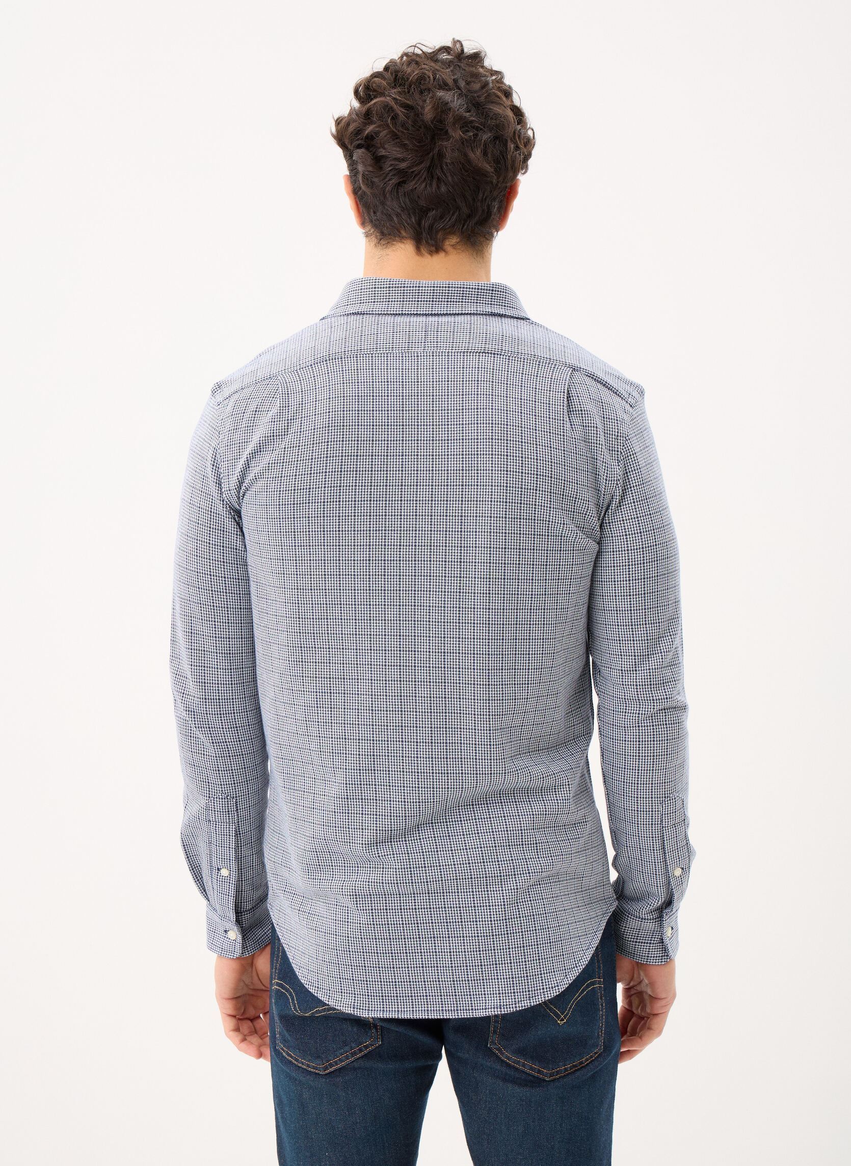 Chemises Chemise en jersey de coton homme bleu Polo Ralph Lauren Chemises Chemise en jersey de coton homme bleu GLEN PLAID-NEWPORT NAVY/WHITE