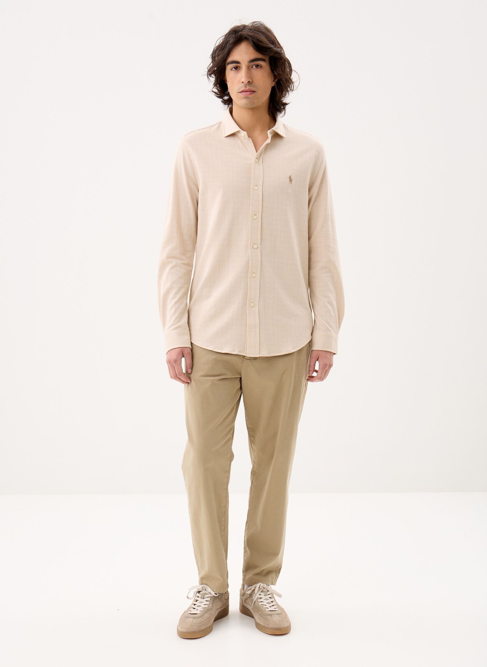 Hemden Chemise en jersey de coton herren beige Polo Ralph Lauren Hemden Chemise en jersey de coton herren beige GLEN PLAID-SAND DUNE/WHITE