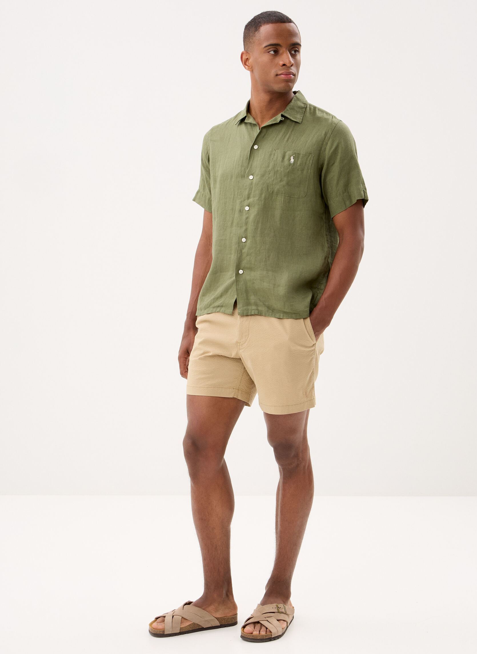 Chemises Chemise safari Classic Fit en lin homme vert Polo Ralph Lauren Chemises Chemise safari Classic Fit en lin homme vert GARDEN TRAIL