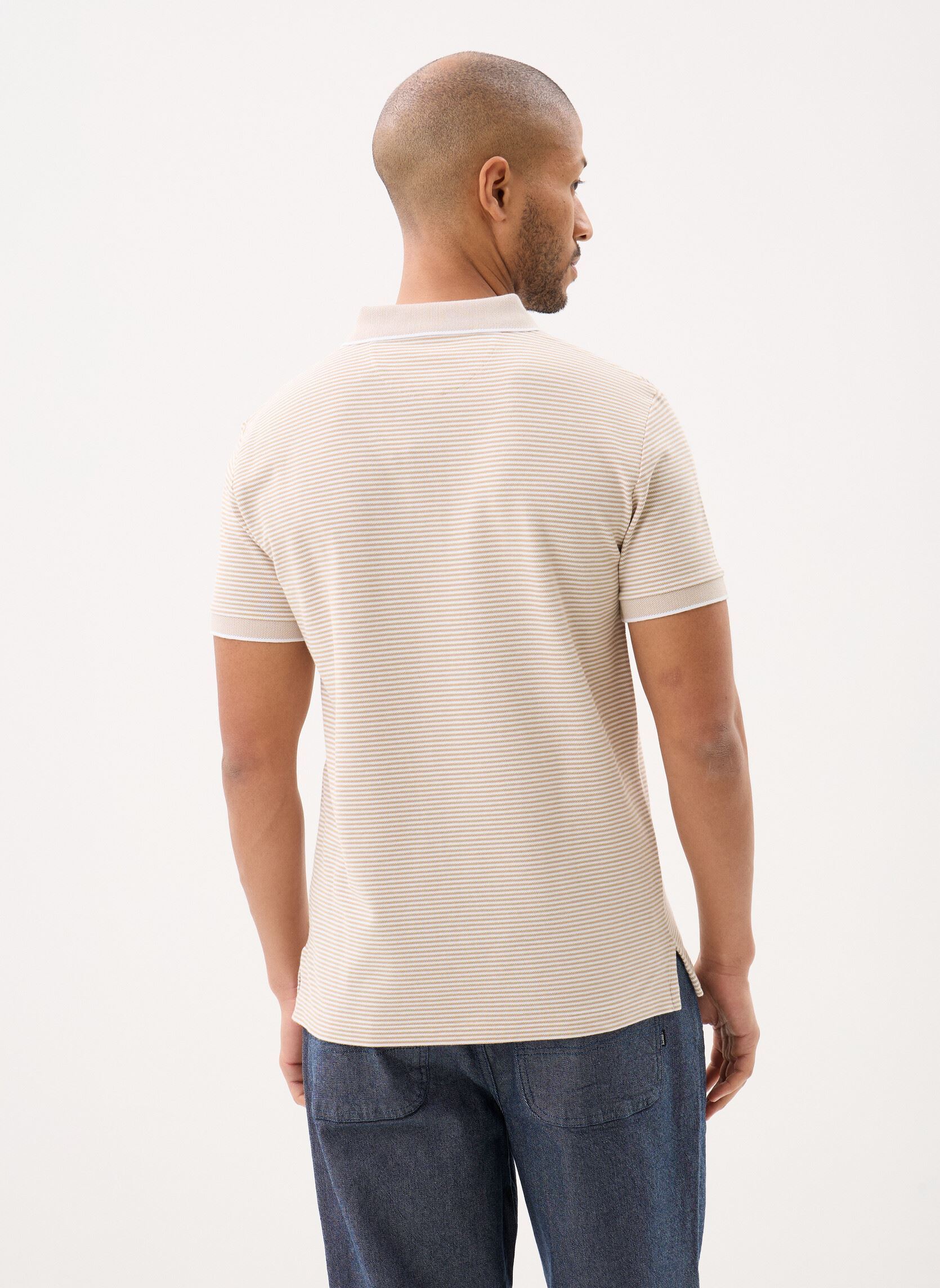 Korte mouwen polo's Polo en piqué stretch heren beige Polo Ralph Lauren Korte mouwen polo's Polo en piqué stretch heren beige CLASSIC KHAKI/WHITE