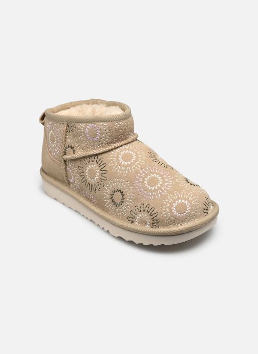 UGG Bottes KIDS' CLASSIC ULTRA MINI SUN STITCH fille marron