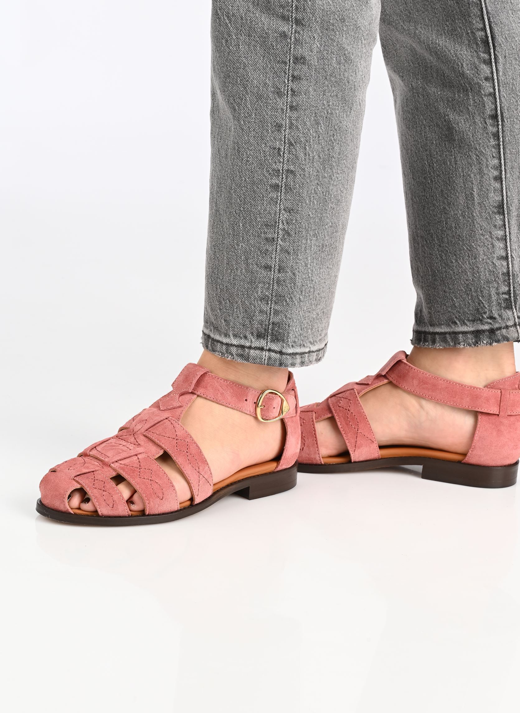 Platte sandalen Ponza dames roze Socque Platte sandalen Ponza dames roze DAIM ROSE