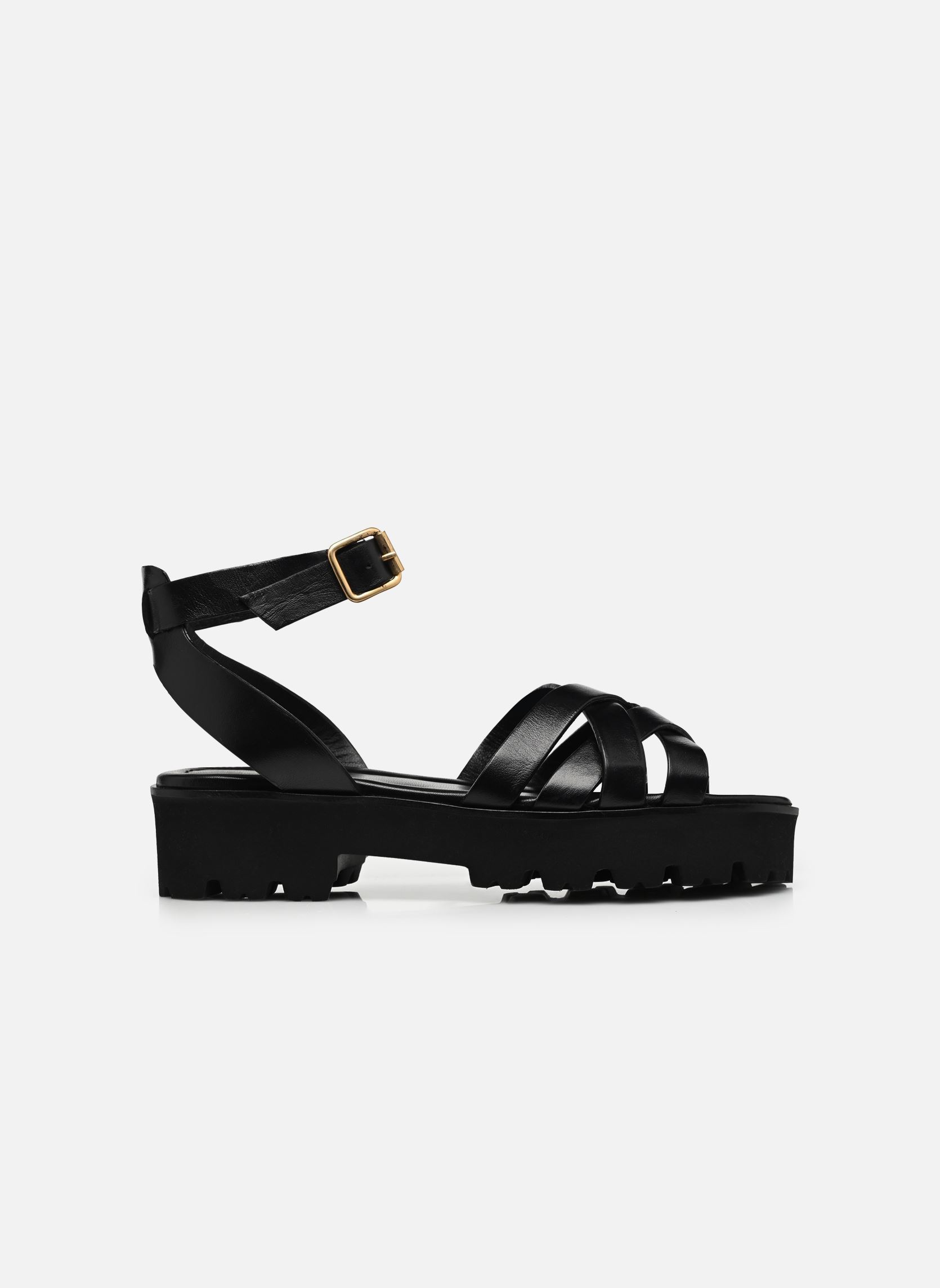 Sandales compensées et plateformes Sandales n°214 - Cuir - Noir femme noir Rivecour Sandales compensées et plateformes Sandales n°214 - Cuir - Noir femme noir NOIR