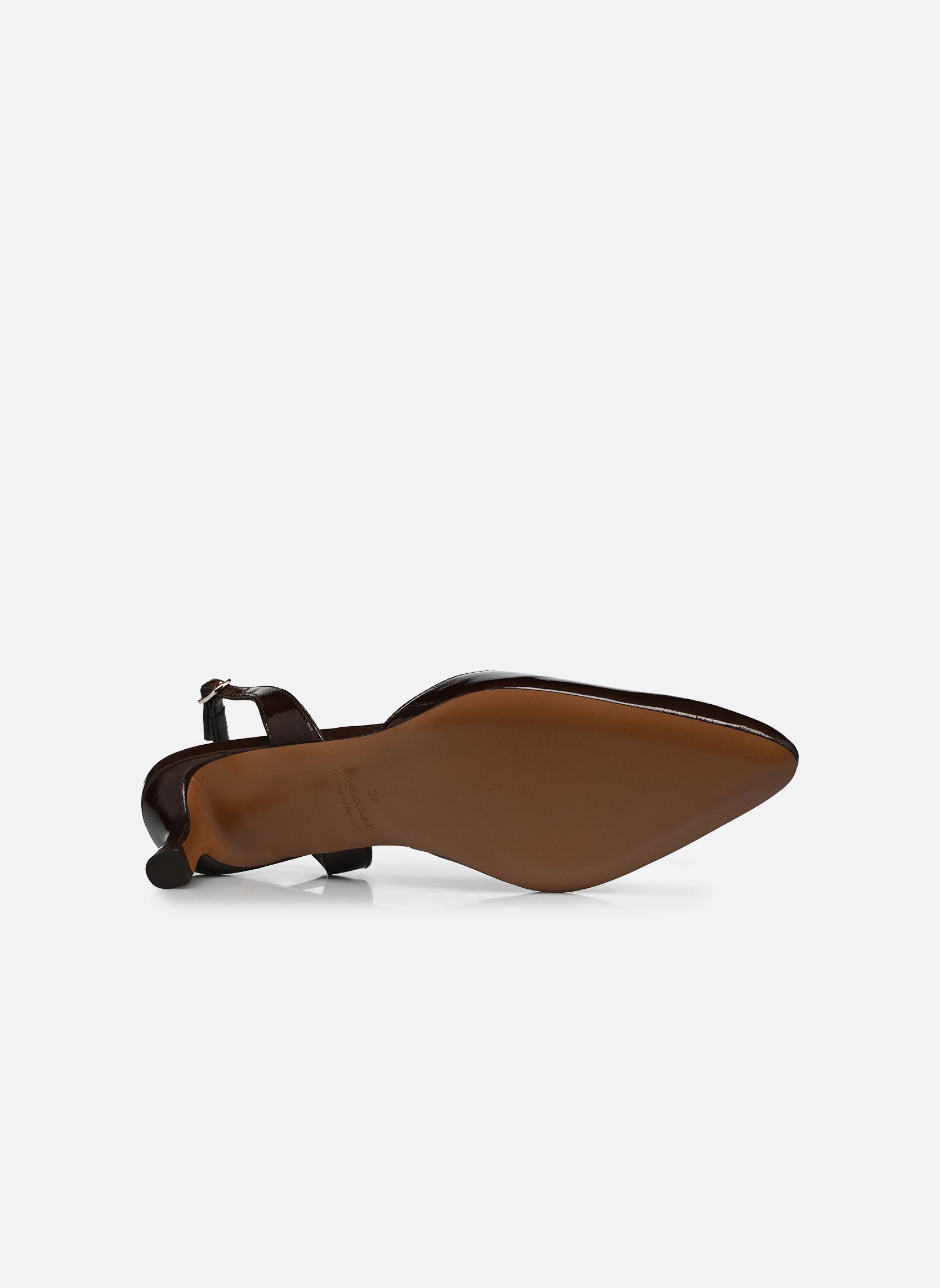 Pumps mit Riemchen Slingbacks n°411 - Cuir vernis - Marron damen braun Rivecour Pumps mit Riemchen Slingbacks n°411 - Cuir vernis - Marron damen braun MARRON CHOCOLAT