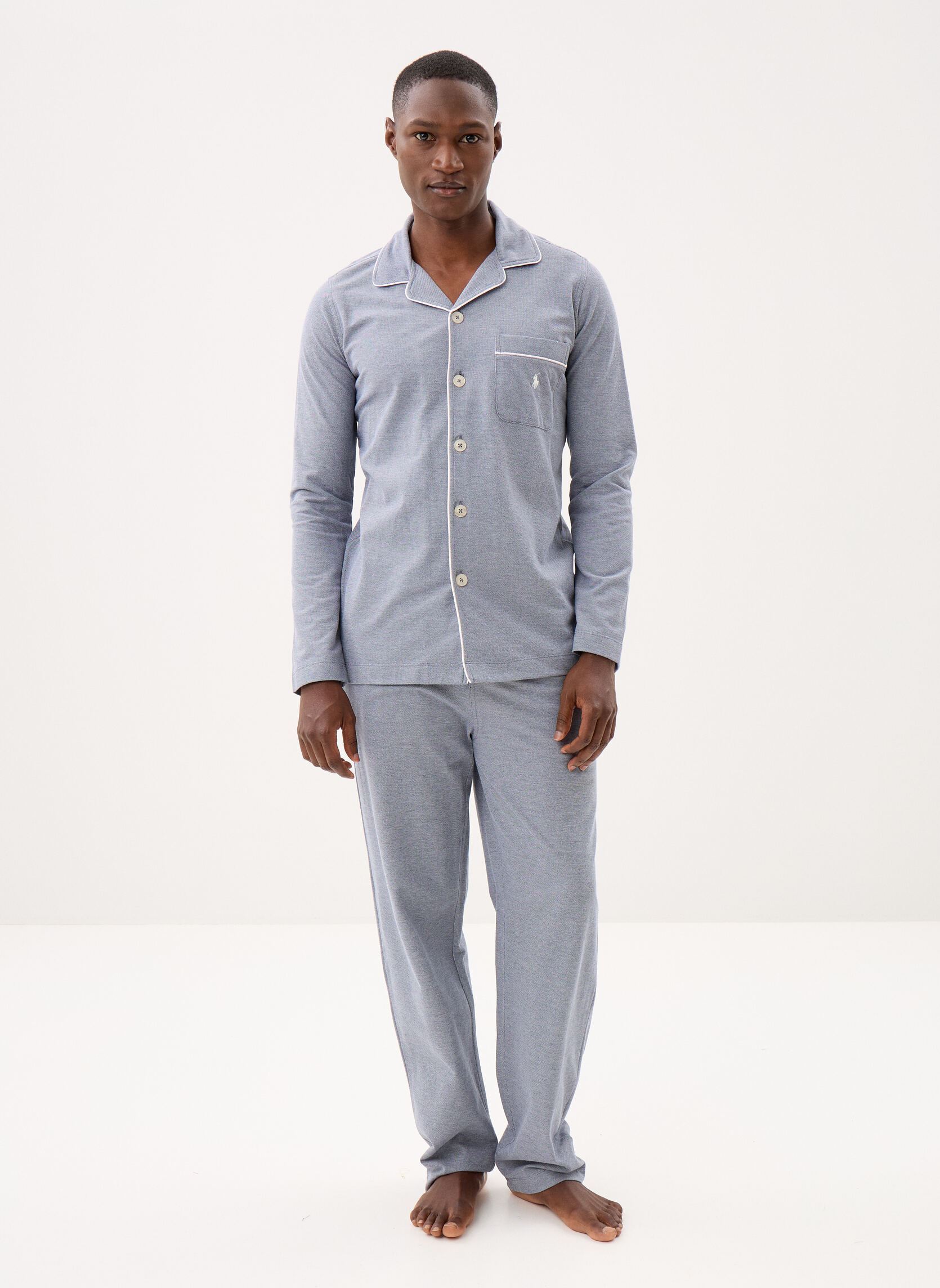Hemden Ensemble de pyjama en coton piqué heren blauw Polo Ralph Lauren Hemden Ensemble de pyjama en coton piqué heren blauw NEWPORT NAVY