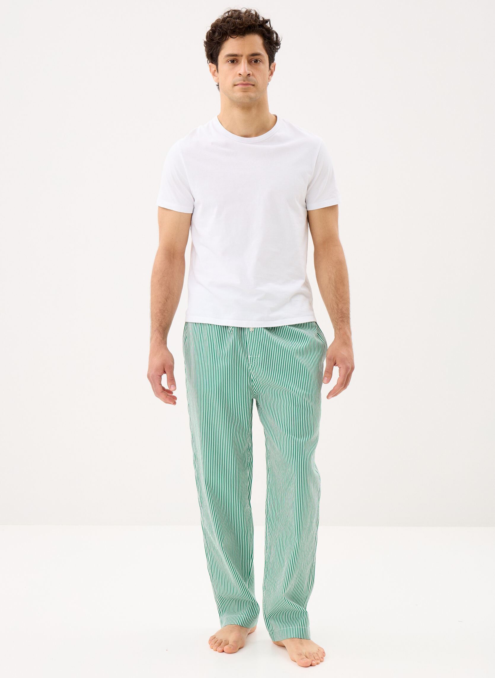 Pantalons larges Pantalon de pyjama 714899509 homme vert Polo Ralph Lauren Pantalons larges Pantalon de pyjama 714899509 homme vert GREEN STRIPE