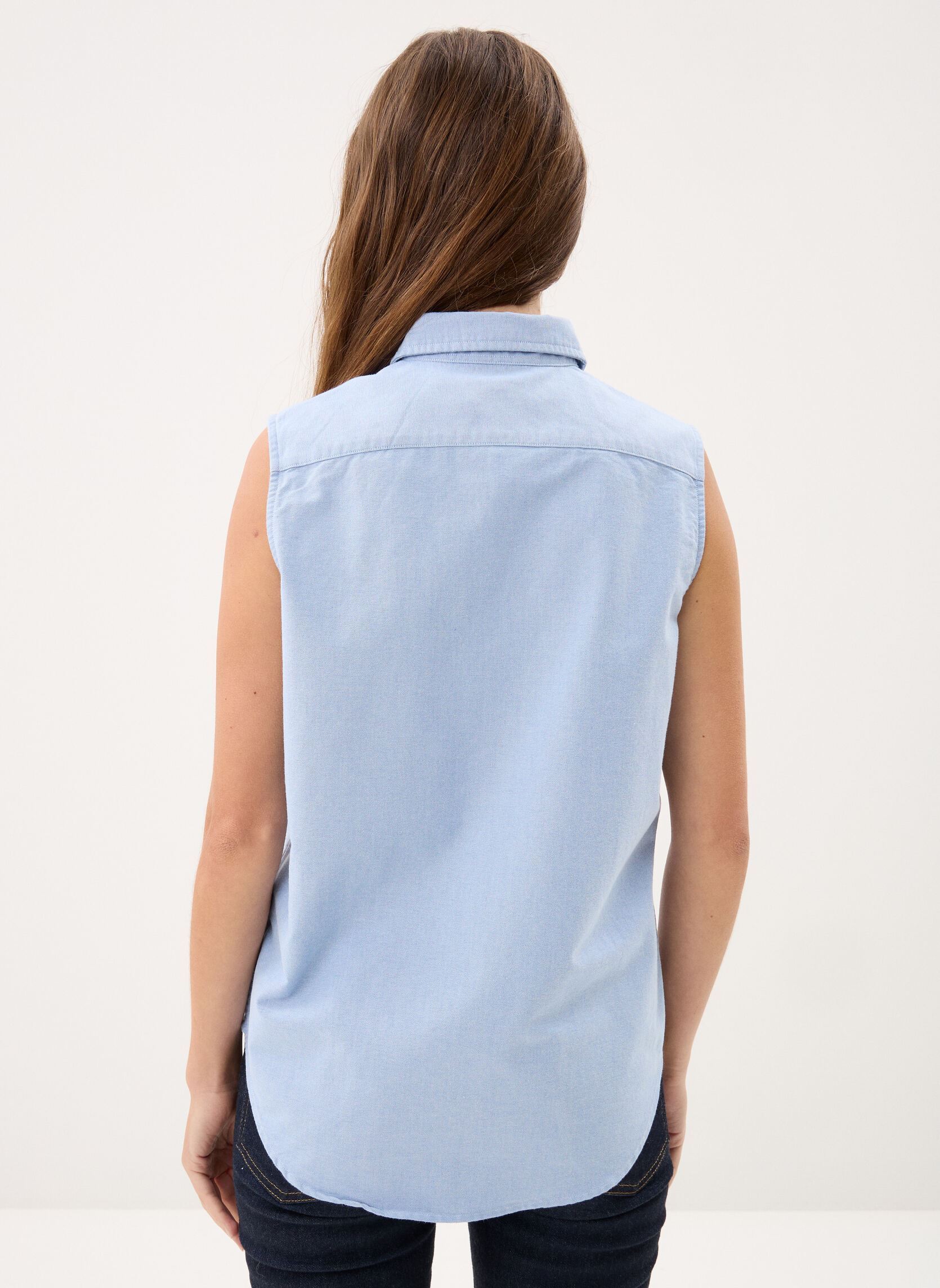 Chemises Chemise sans manches en coton Oxford 211 femme bleu Polo Ralph Lauren Chemises Chemise sans manches en coton Oxford 211 femme bleu BSR BLUE