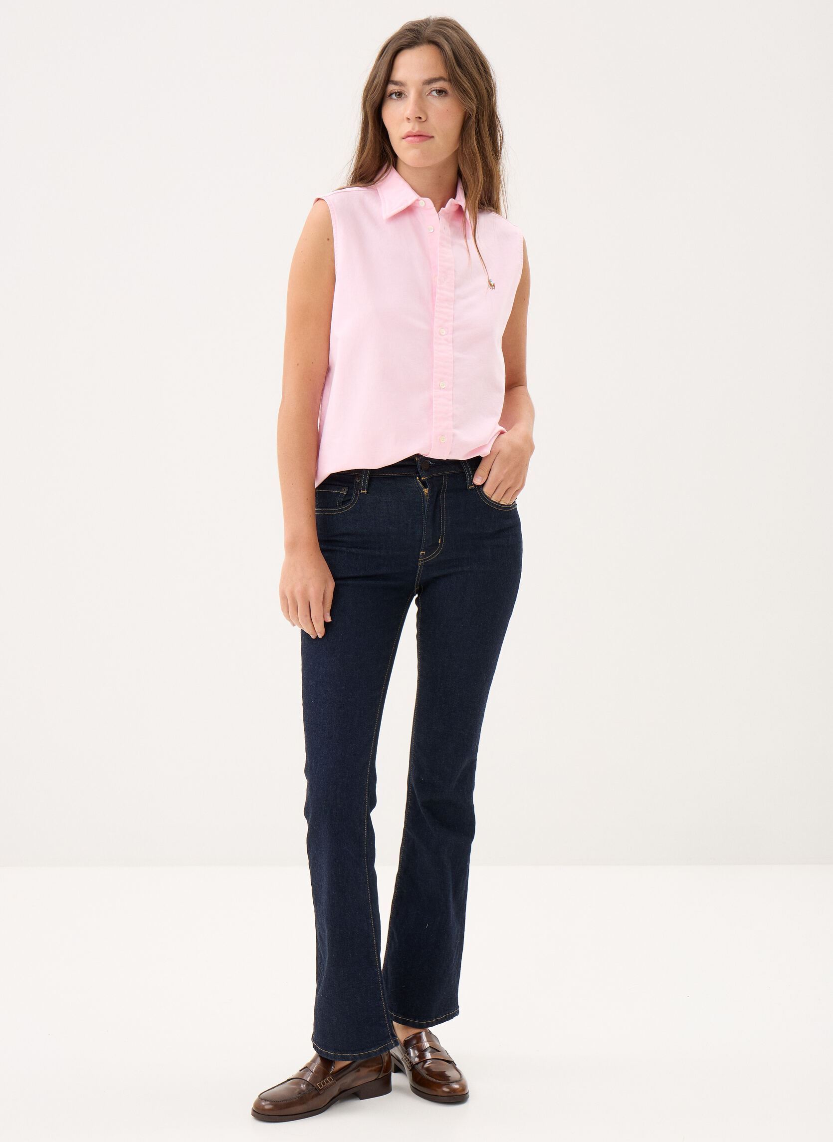 Chemises Chemise sans manches en coton Oxford 211 femme rose Polo Ralph Lauren Chemises Chemise sans manches en coton Oxford 211 femme rose BATH PINK