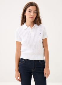 Pulls Pull torsadé à manches courtes en coton femme blanc