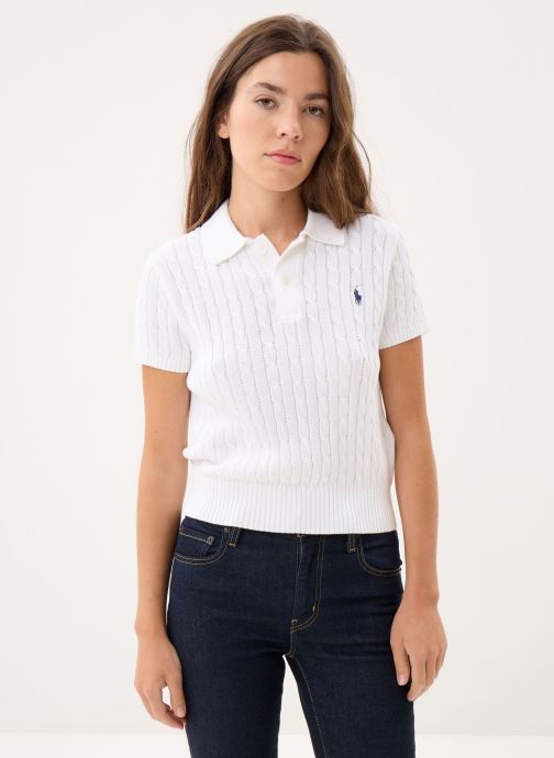 Polo Ralph Lauren Pullover Pull torsadé à manches courtes en coton damen weiß