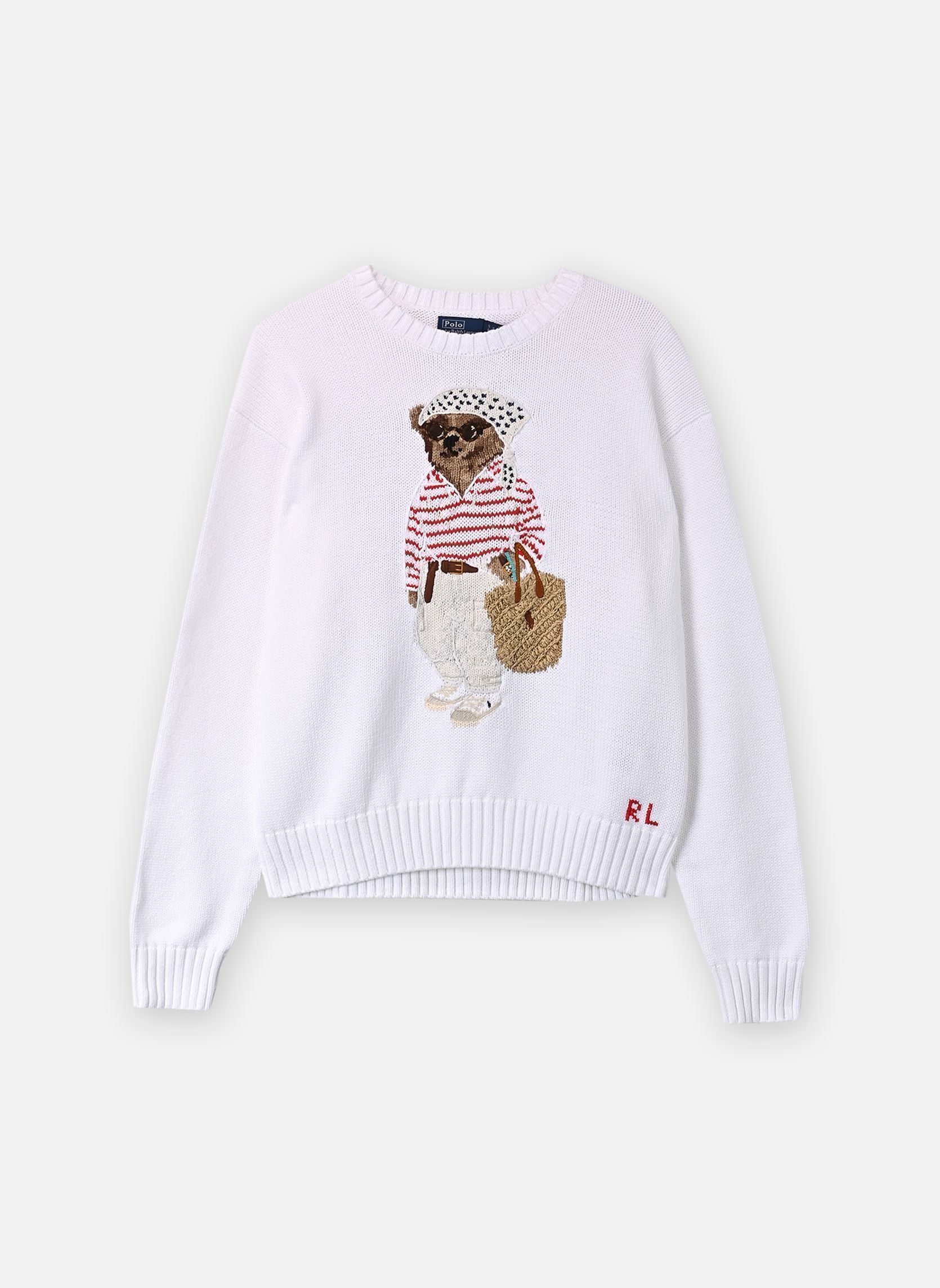 Pulls Sweat col rond Polo Bear molleton léger femme blanc Polo Ralph Lauren Pulls Sweat col rond Polo Bear molleton léger femme blanc WHITE MULTI