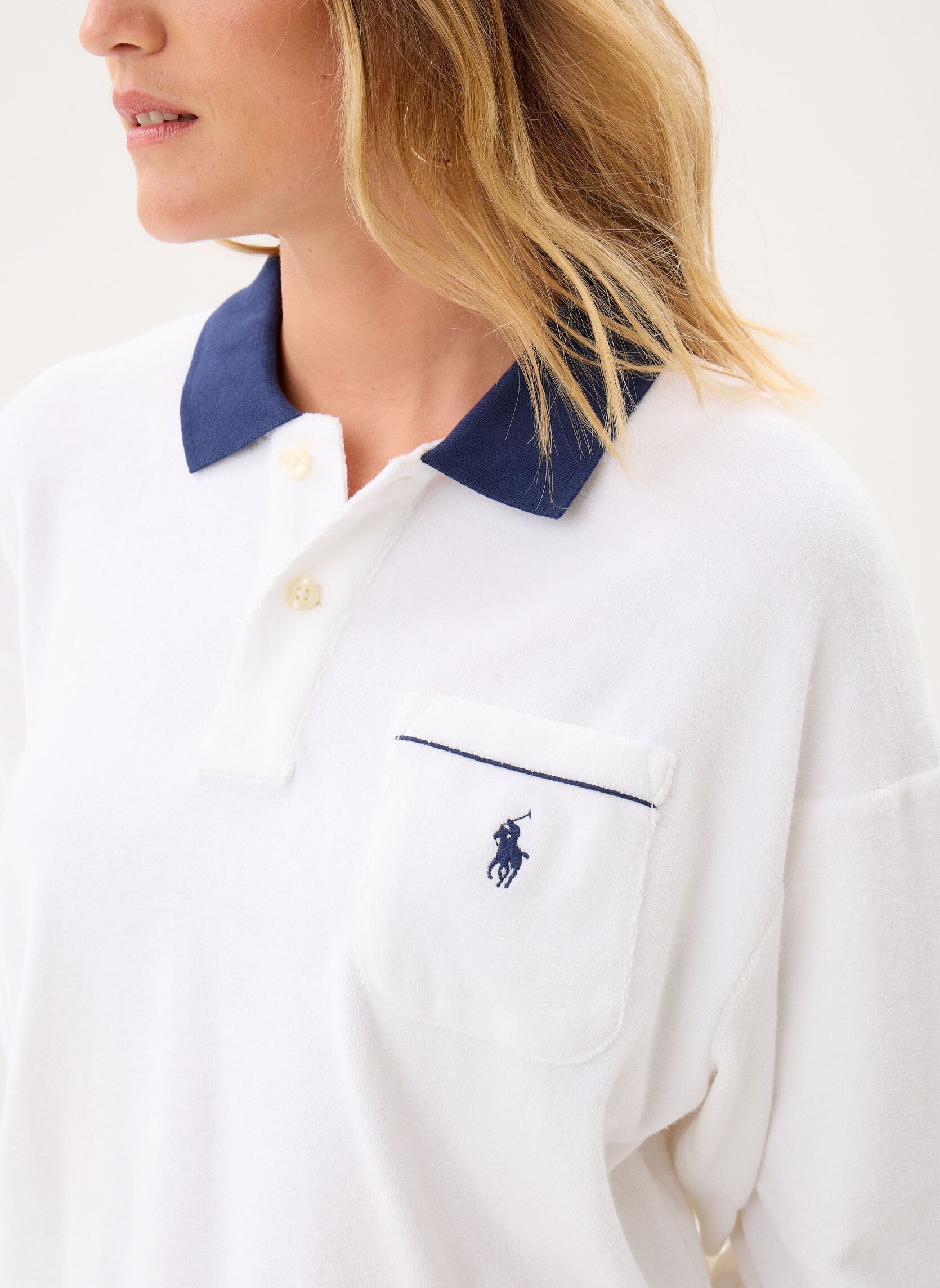 Poloshirts Polo manches longues en molleton léger 2 damen weiß Polo Ralph Lauren Poloshirts Polo manches longues en molleton léger 2 damen weiß WHITE