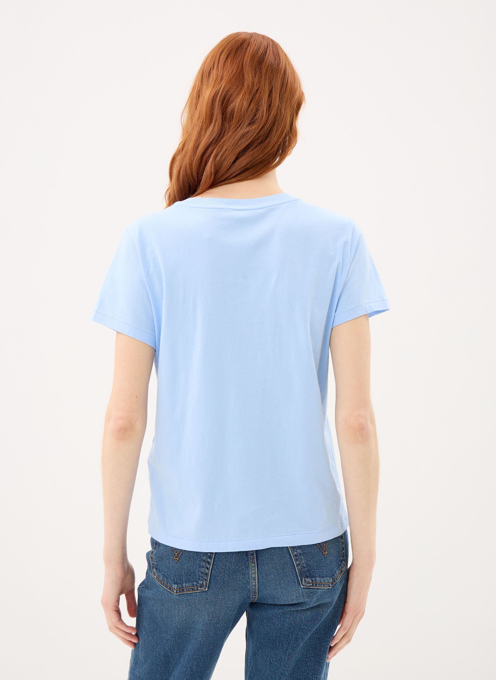 Tee-shirts T shirt col en V en jersey femme bleu Polo Ralph Lauren Tee-shirts T shirt col en V en jersey femme bleu BABY BLUE