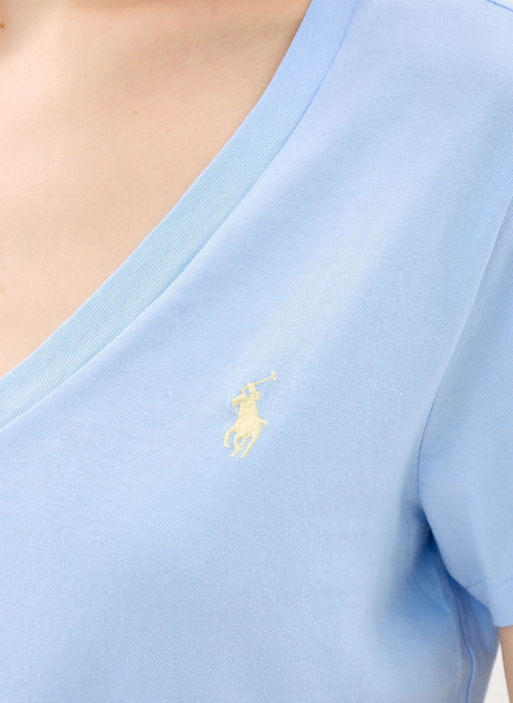 Tee-shirts T shirt col en V en jersey femme bleu Polo Ralph Lauren Tee-shirts T shirt col en V en jersey femme bleu BABY BLUE