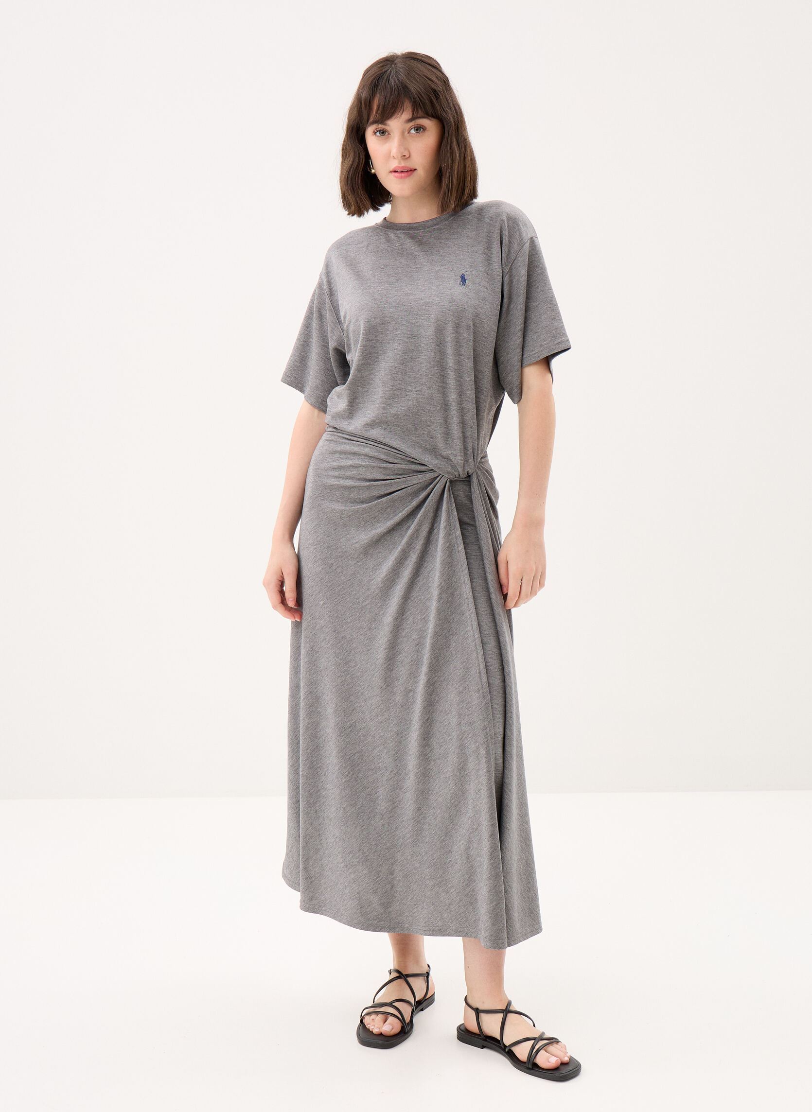 Robes Robe col rond à devant noué 211B18063 femme gris Polo Ralph Lauren Robes Robe col rond à devant noué 211B18063 femme gris COBBLESTONE HEATHER