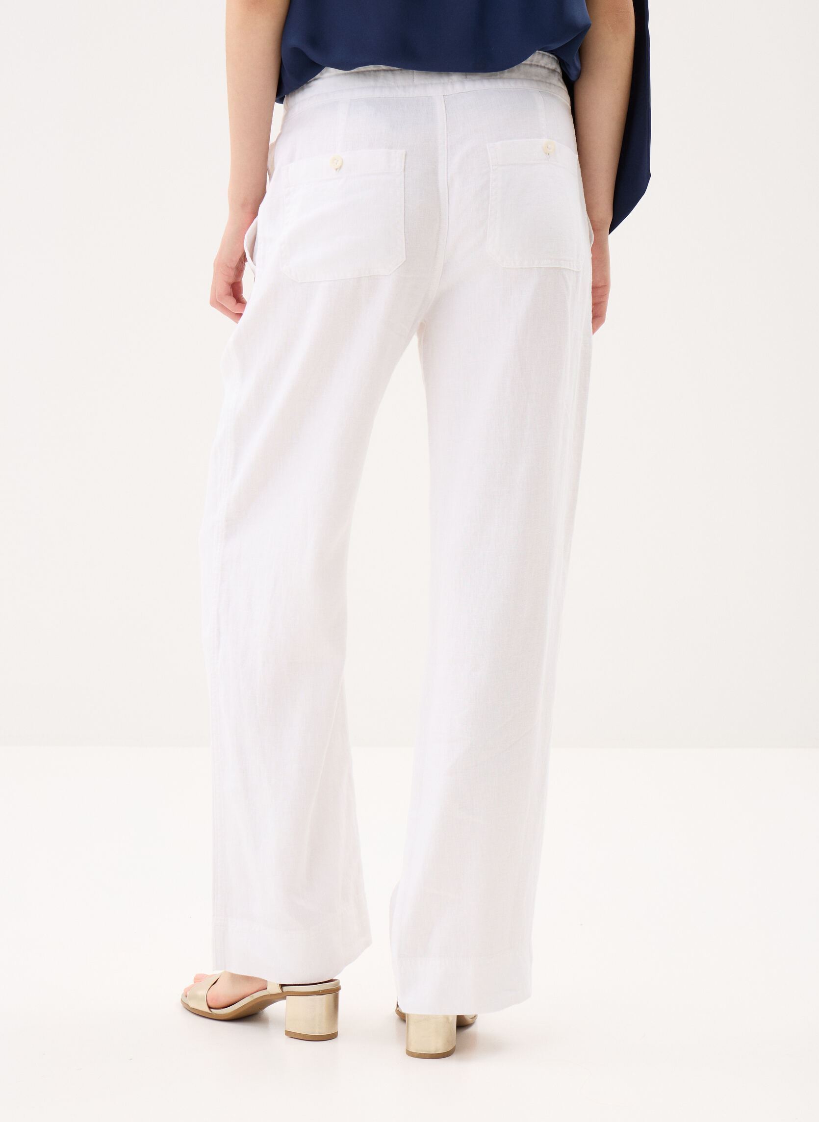 Wijde broeken Pantalon jambe large en lin dames wit Lauren Ralph Lauren Wijde broeken Pantalon jambe large en lin dames wit WHITE
