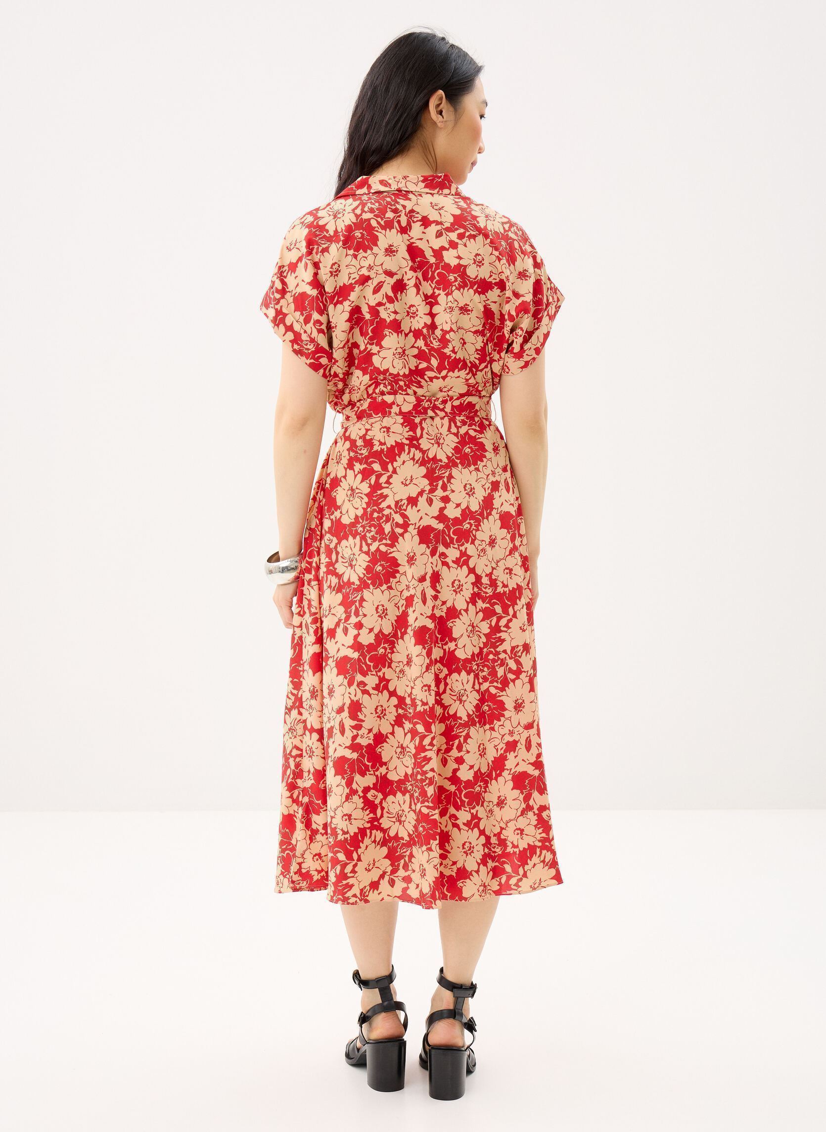 Hemdkleider Robe chemise nouée devant damen rot Lauren Ralph Lauren Hemdkleider Robe chemise nouée devant damen rot RED/TAN