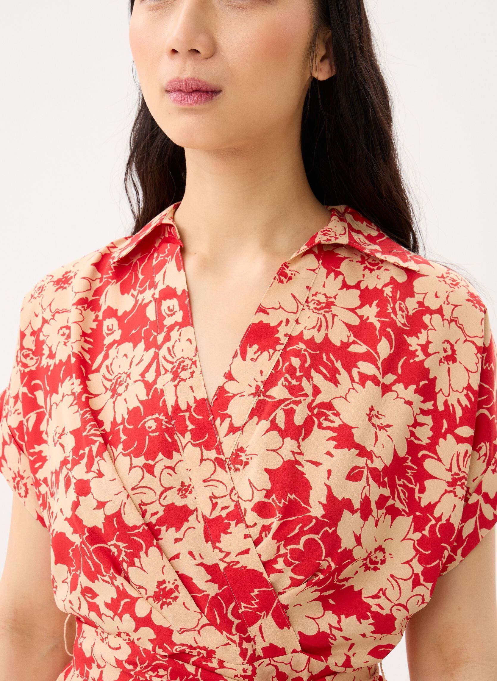 Hemdkleider Robe chemise nouée devant damen rot Lauren Ralph Lauren Hemdkleider Robe chemise nouée devant damen rot RED/TAN