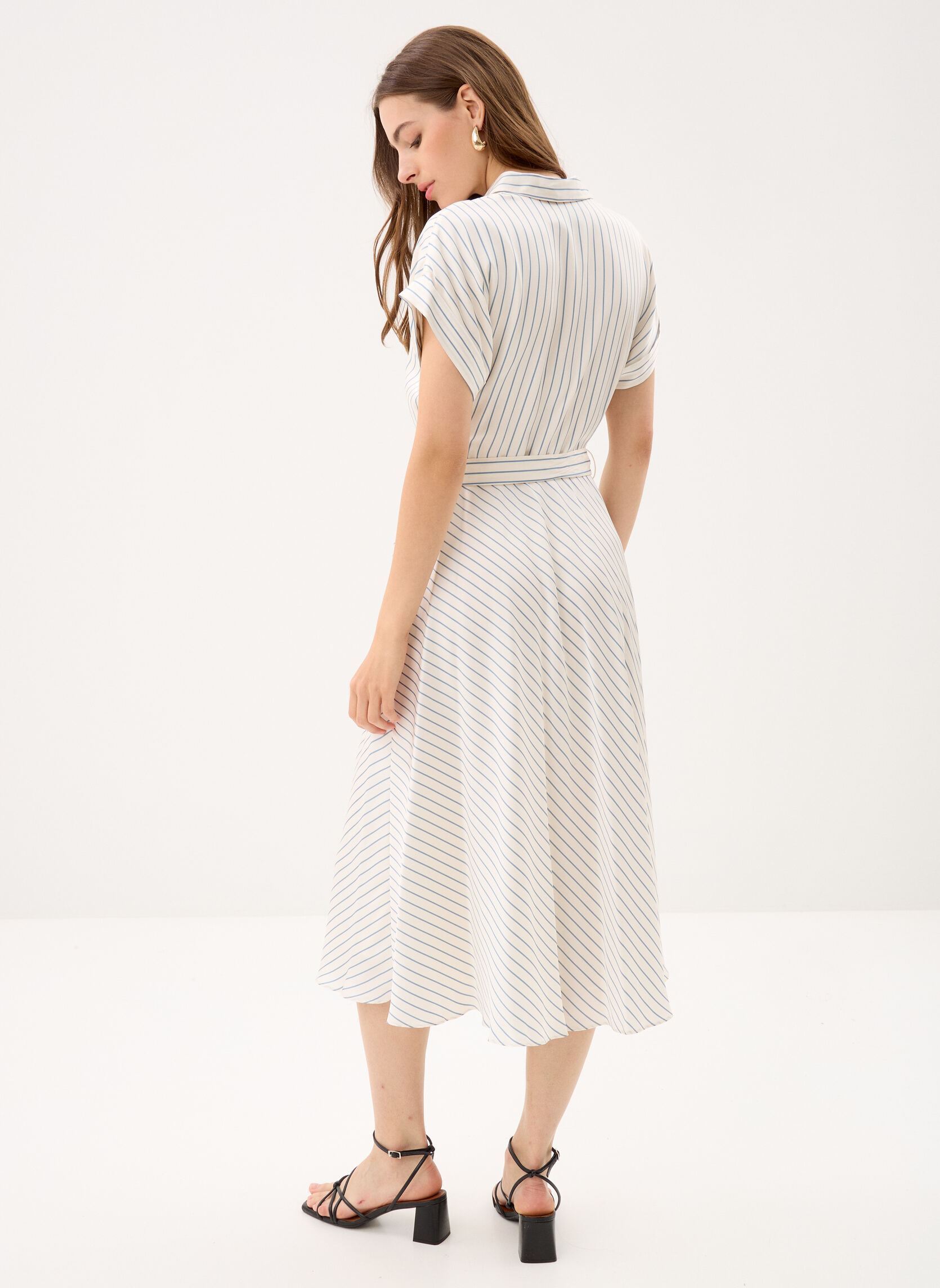 Lange jurken Robe col en V nouée devant dames wit Lauren Ralph Lauren Lange jurken Robe col en V nouée devant dames wit CREAM/BLUE