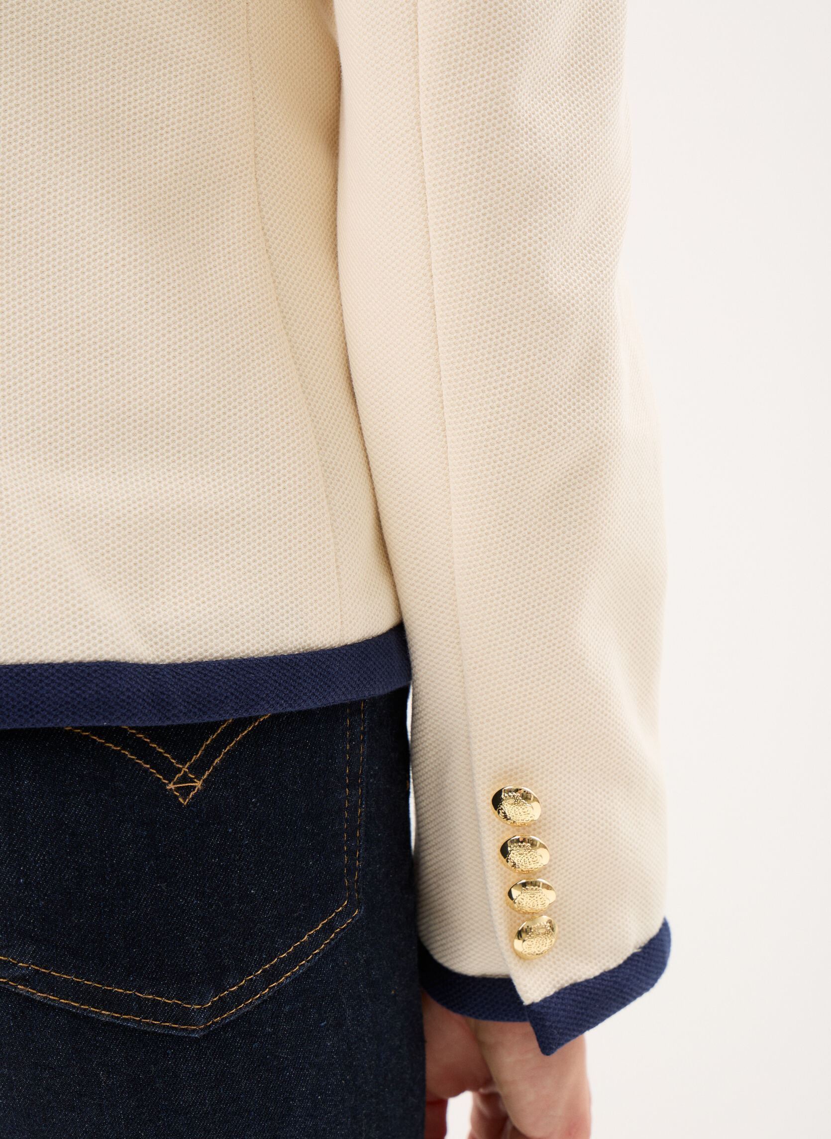 Jacketts / Sakkos Blazer croisé en coton damen weiß Lauren Ralph Lauren Jacketts / Sakkos Blazer croisé en coton damen weiß MASCARPONE CREAM/REFINED NAVY