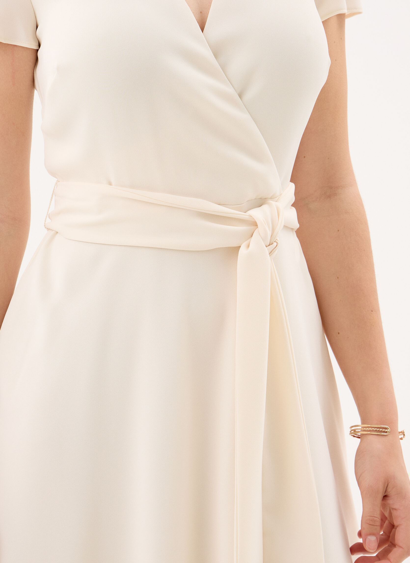 Jurken Robe col en V ceinturée dames wit Lauren Ralph Lauren Jurken Robe col en V ceinturée dames wit MASCARPONE CREAM