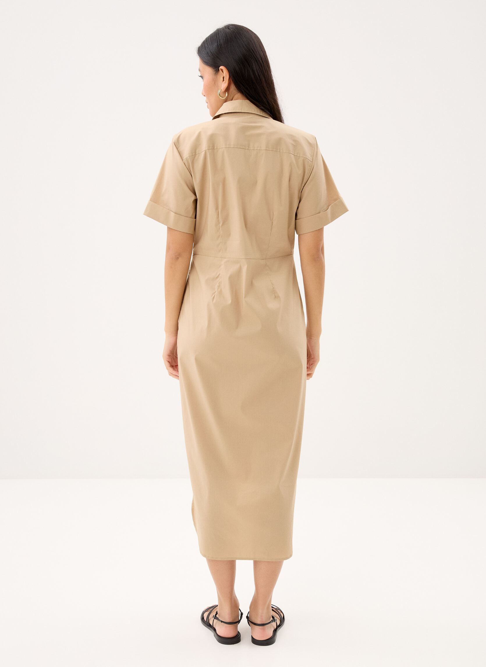 Robes Chemise Robe chemise nouée devant 200P14043 femme beige Lauren Ralph Lauren Robes Chemise Robe chemise nouée devant 200P14043 femme beige BIRCH TAN