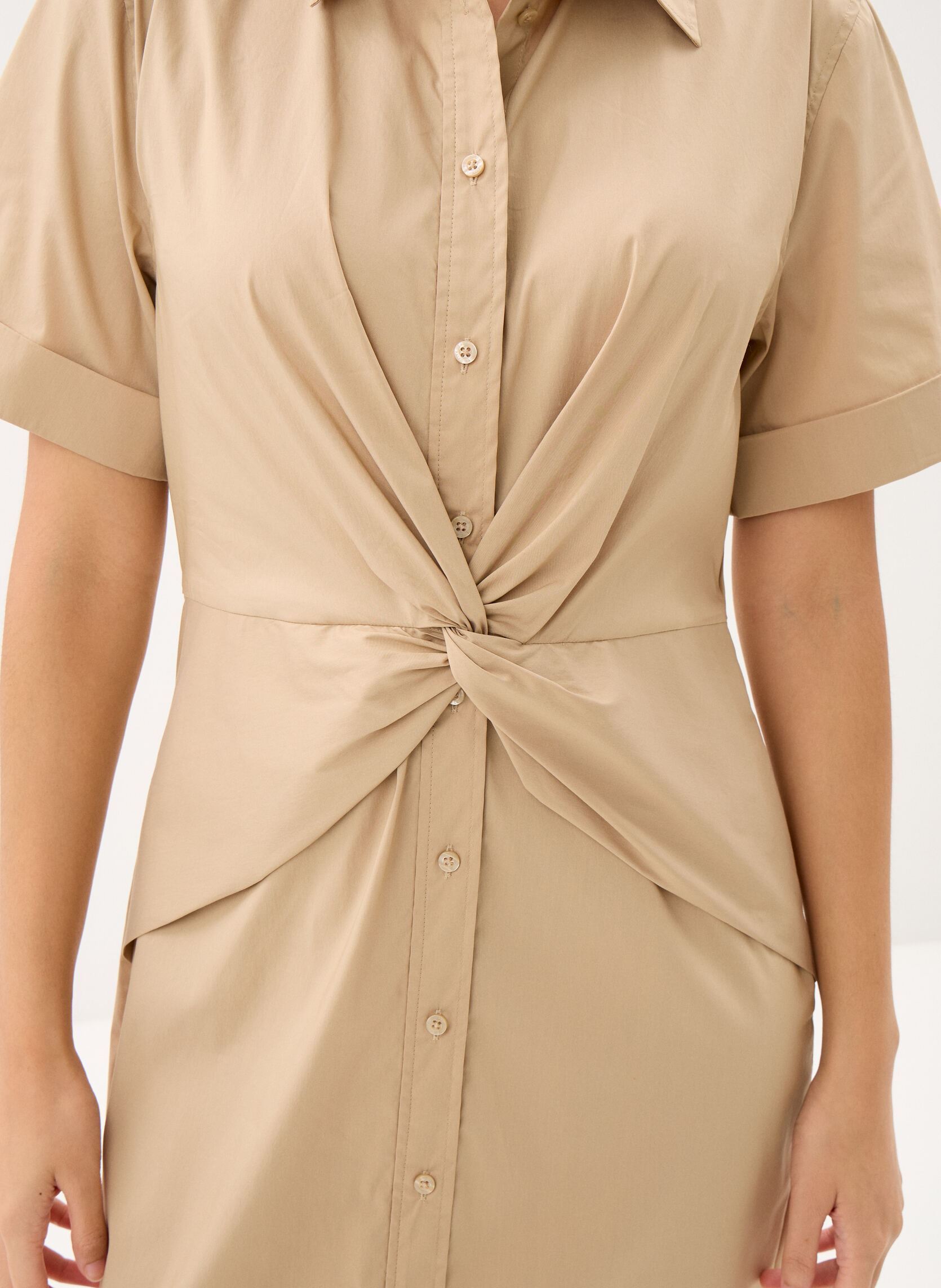 Robes Chemise Robe chemise nouée devant 200P14043 femme beige Lauren Ralph Lauren Robes Chemise Robe chemise nouée devant 200P14043 femme beige BIRCH TAN